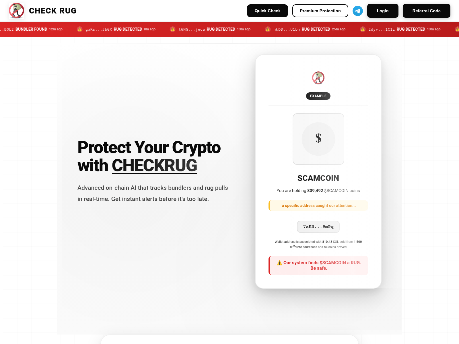 Screenshot of checkrug.com