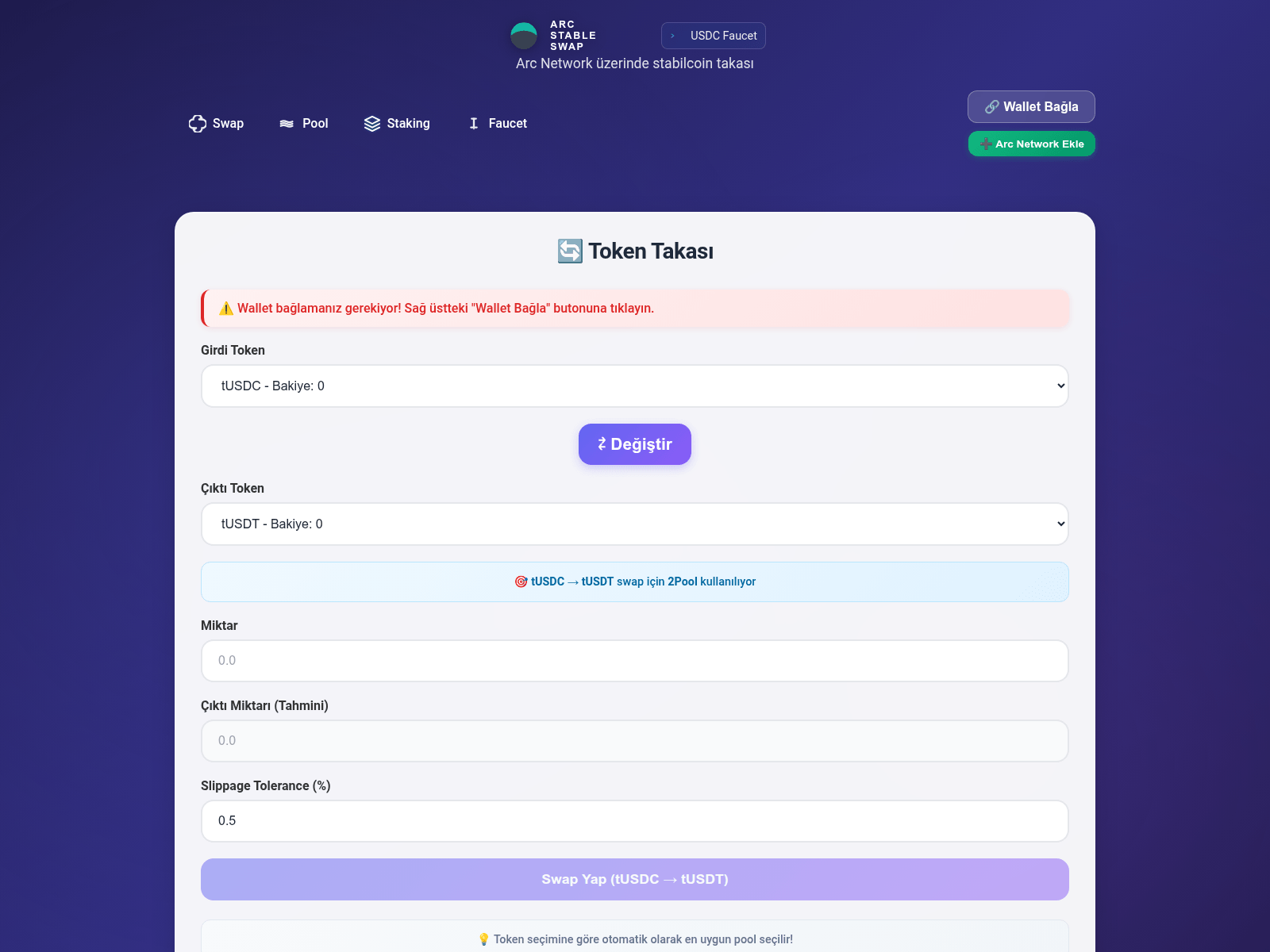 Screenshot of arcstableswap.app