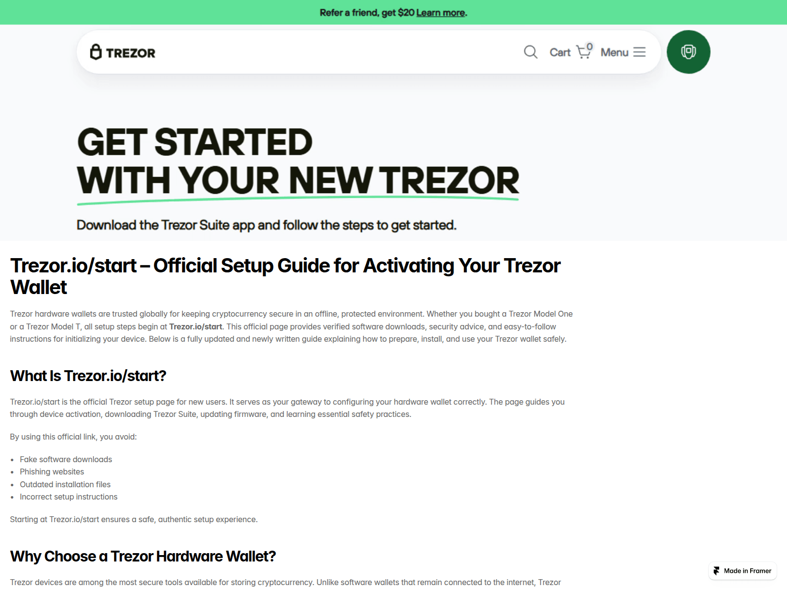 Screenshot of trezrriostart.framer.ai