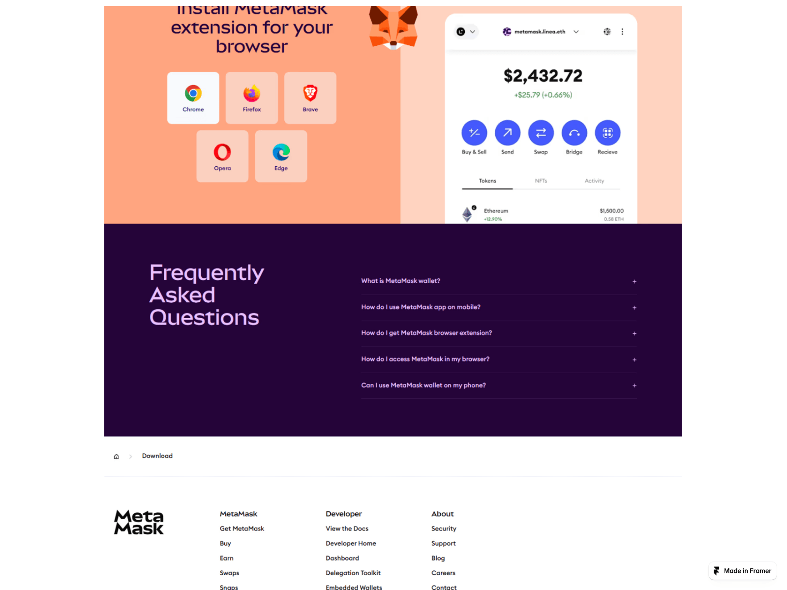 Screenshot of via-metamask.framer.ai
