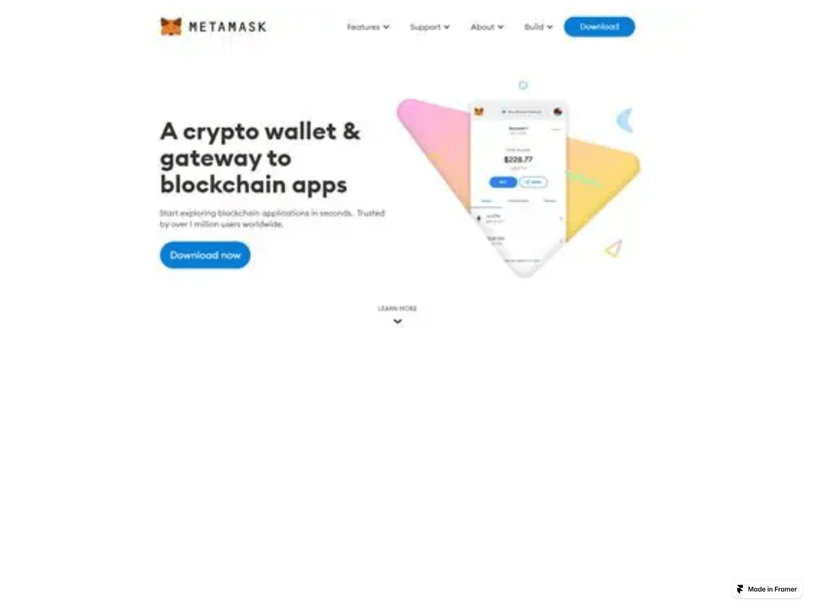 Screenshot of learrn-mettamask--ask.framer.media