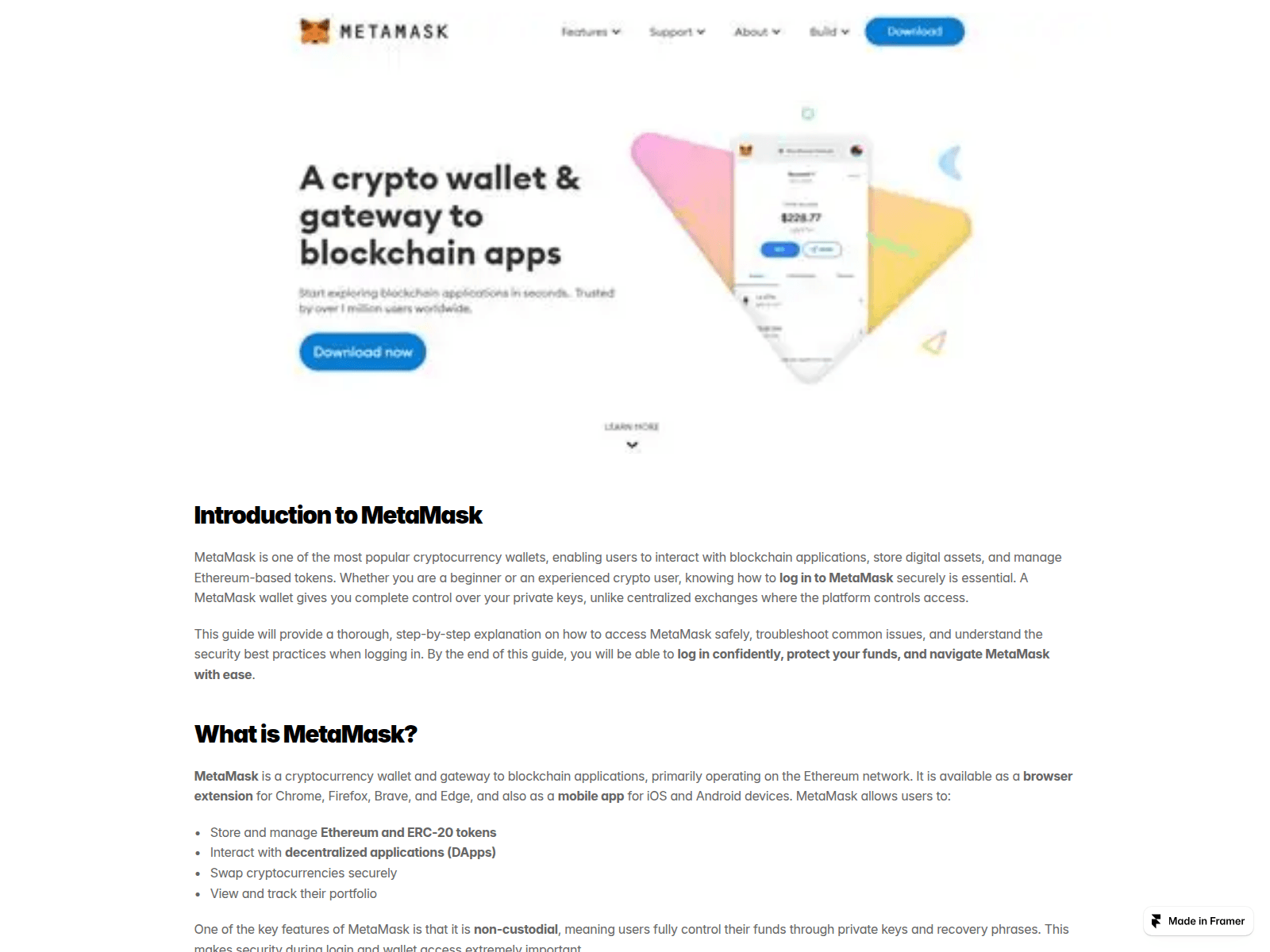 Screenshot of loginmetamask-sso.framer.media