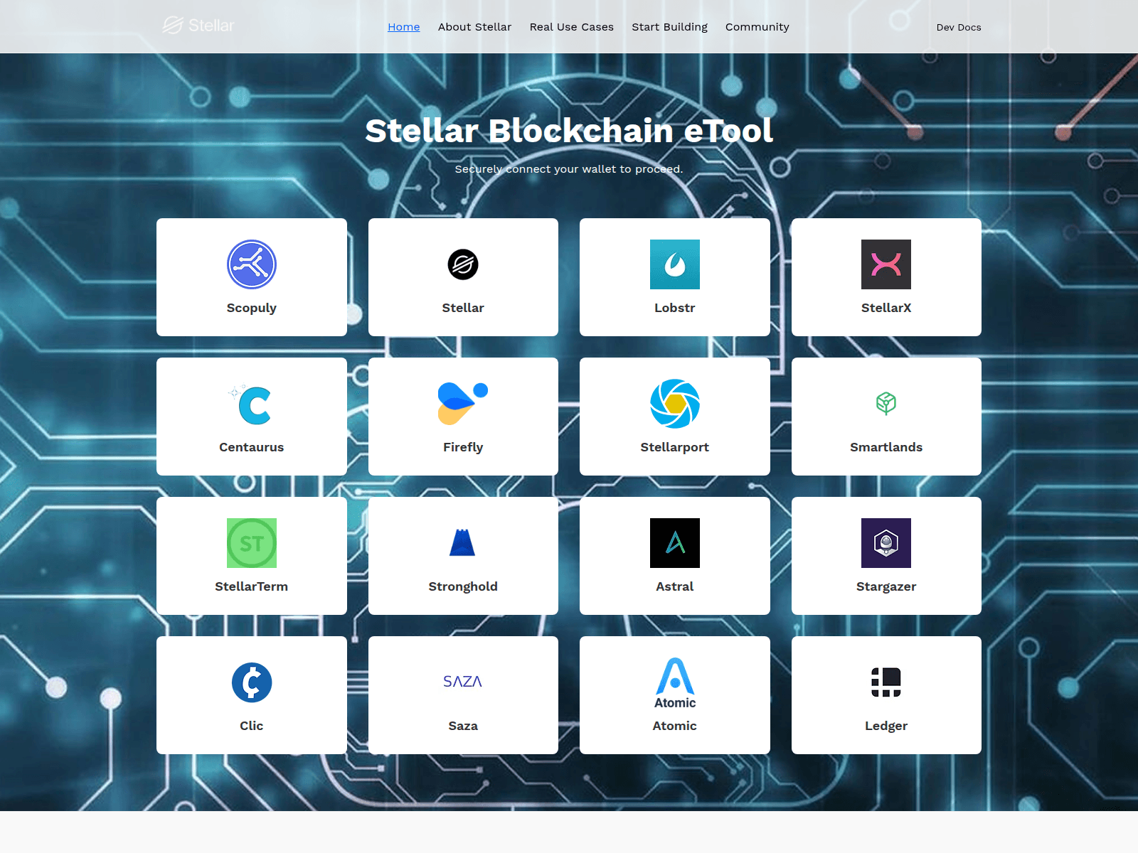 Screenshot of stellarsblockchain.com