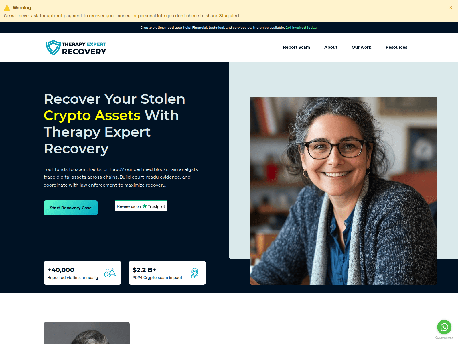 Screenshot of therapyexpertrecovery.com