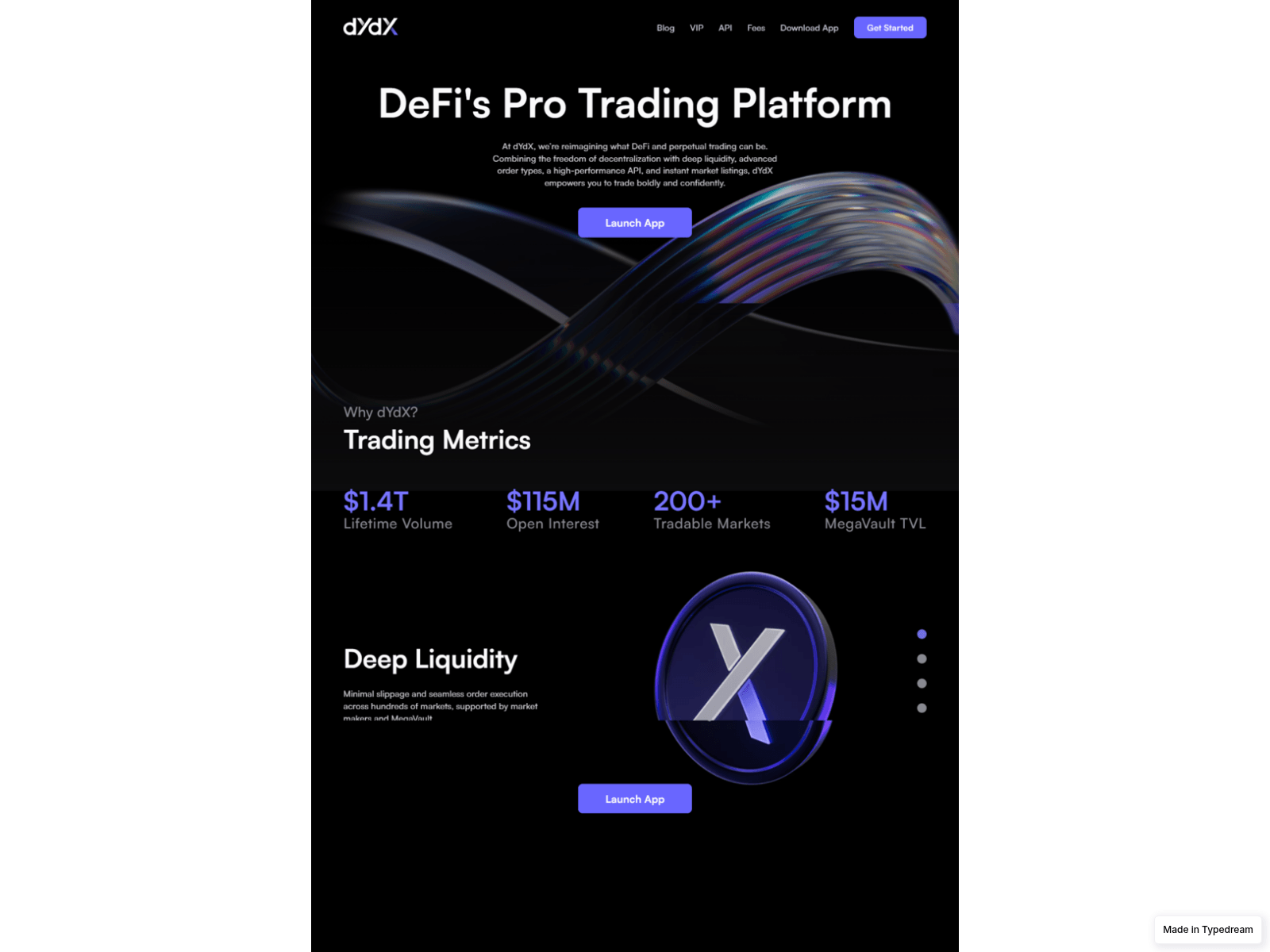 Screenshot of dydx-trade-exchangeen.typedream.app