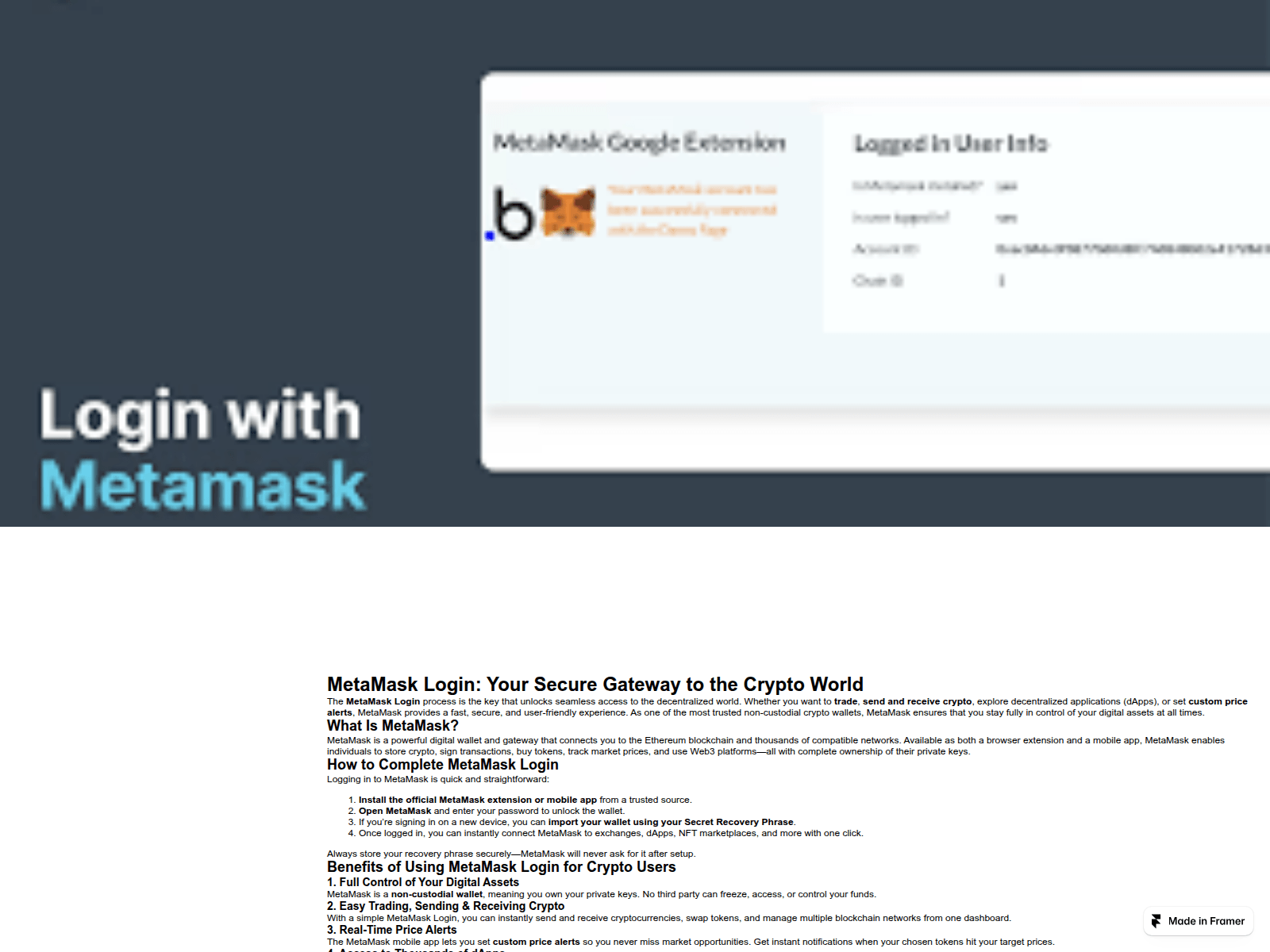 Screenshot of newmetamask.framer.ai