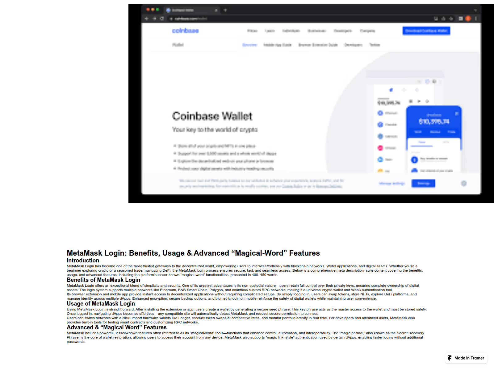 Screenshot of metmasksecure.framer.ai