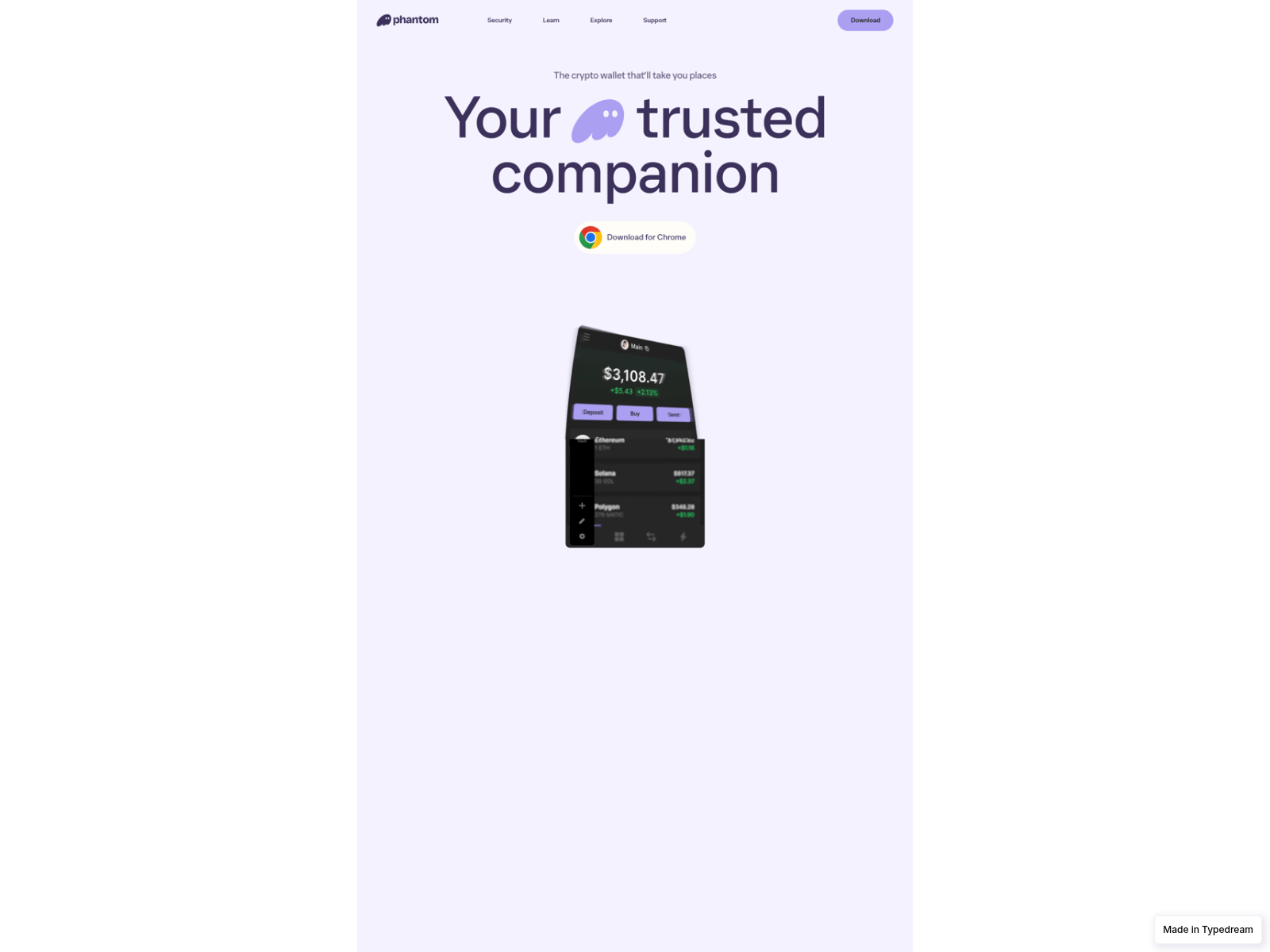 Screenshot of phantom-wallet-download-app.typedream.app