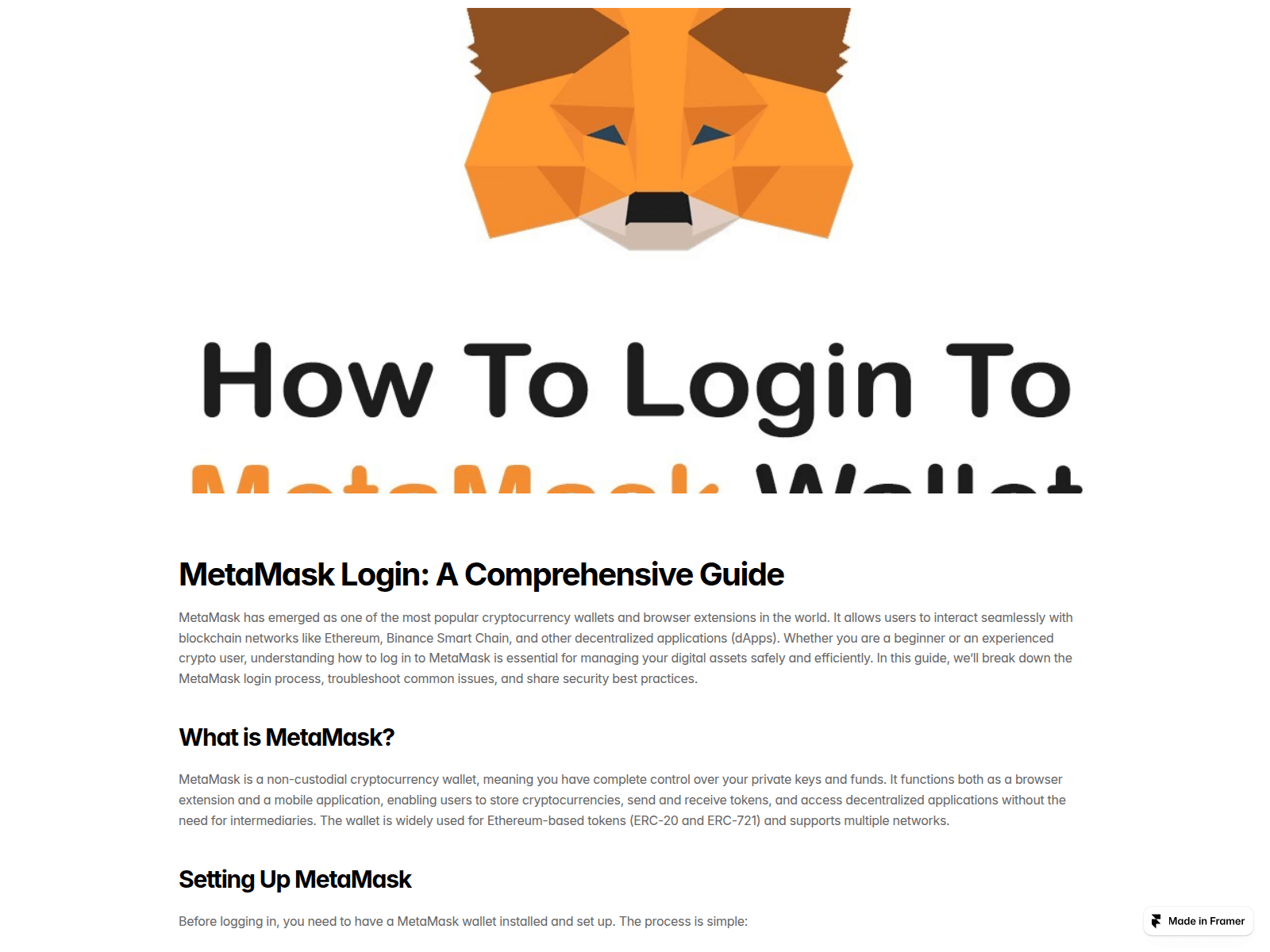 Screenshot of io-metamask-login-eng.framer.media