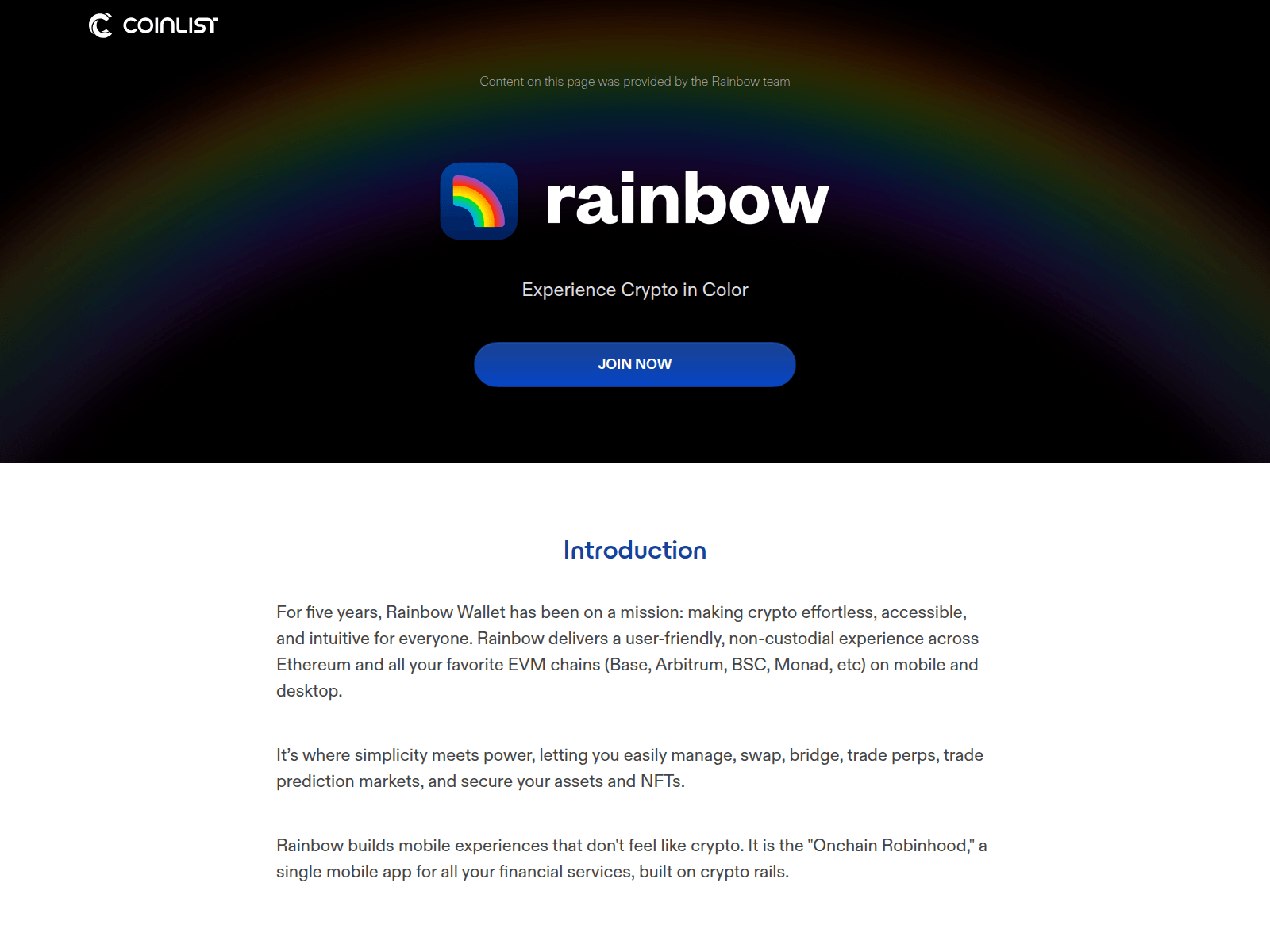 Screenshot of rnbw-coiniist.co