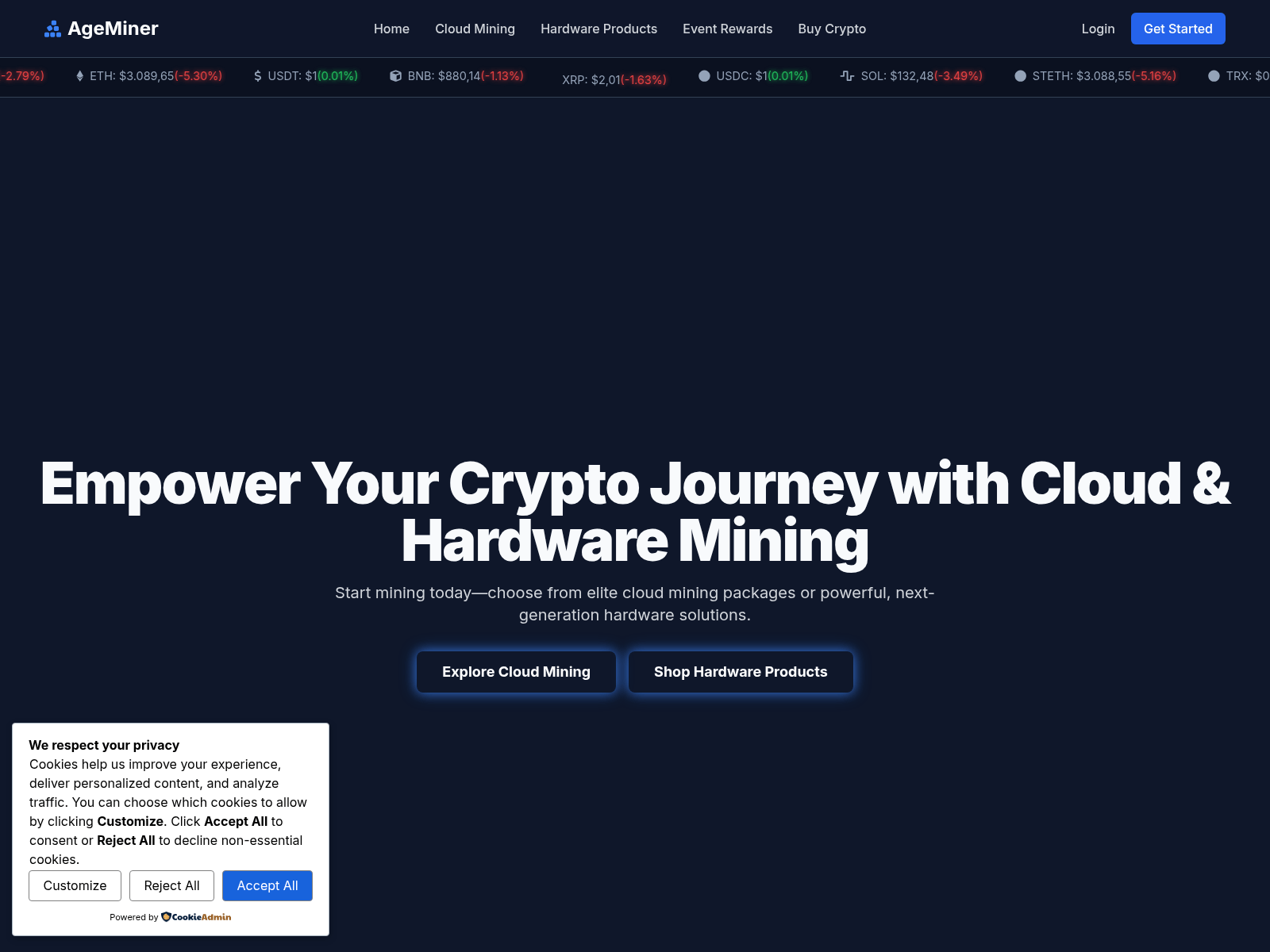 Screenshot of ageminer.com