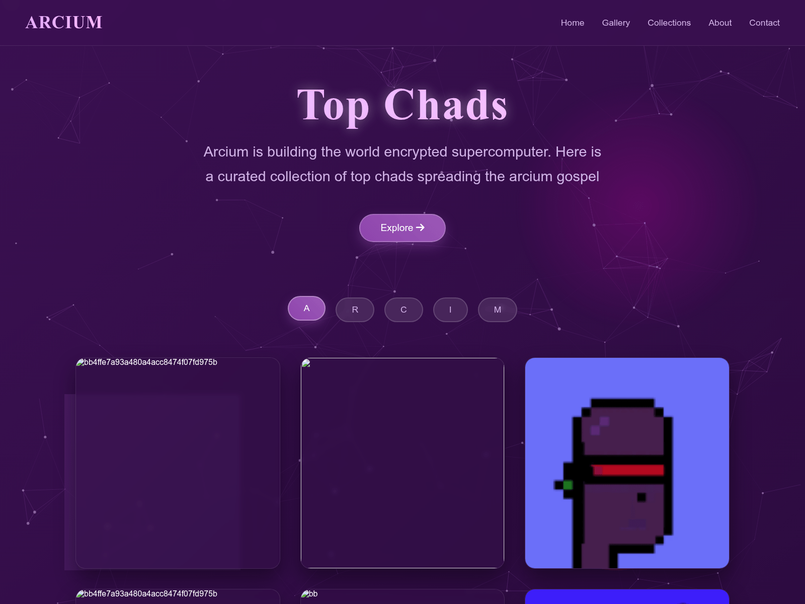 Screenshot of arcium-top-chad-gallary.vercel.app