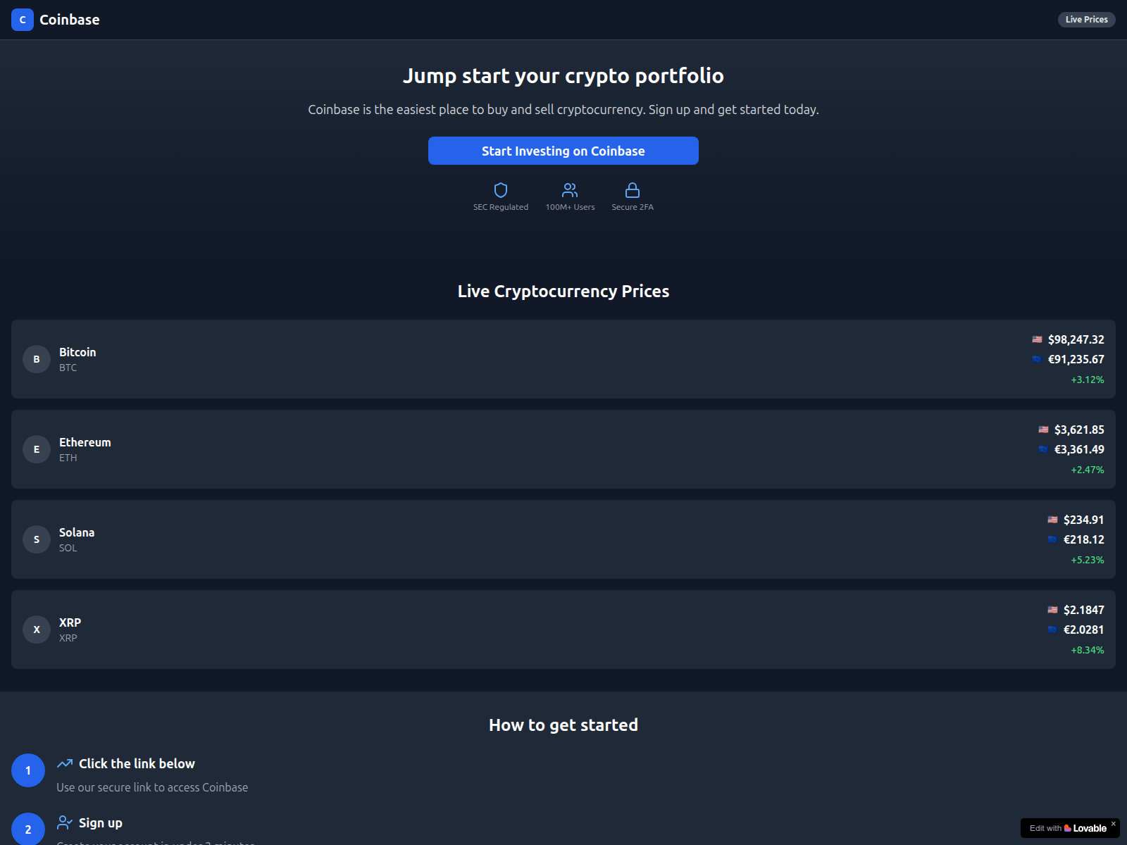 Screenshot of coin-mobile-mimic.lovable.app
