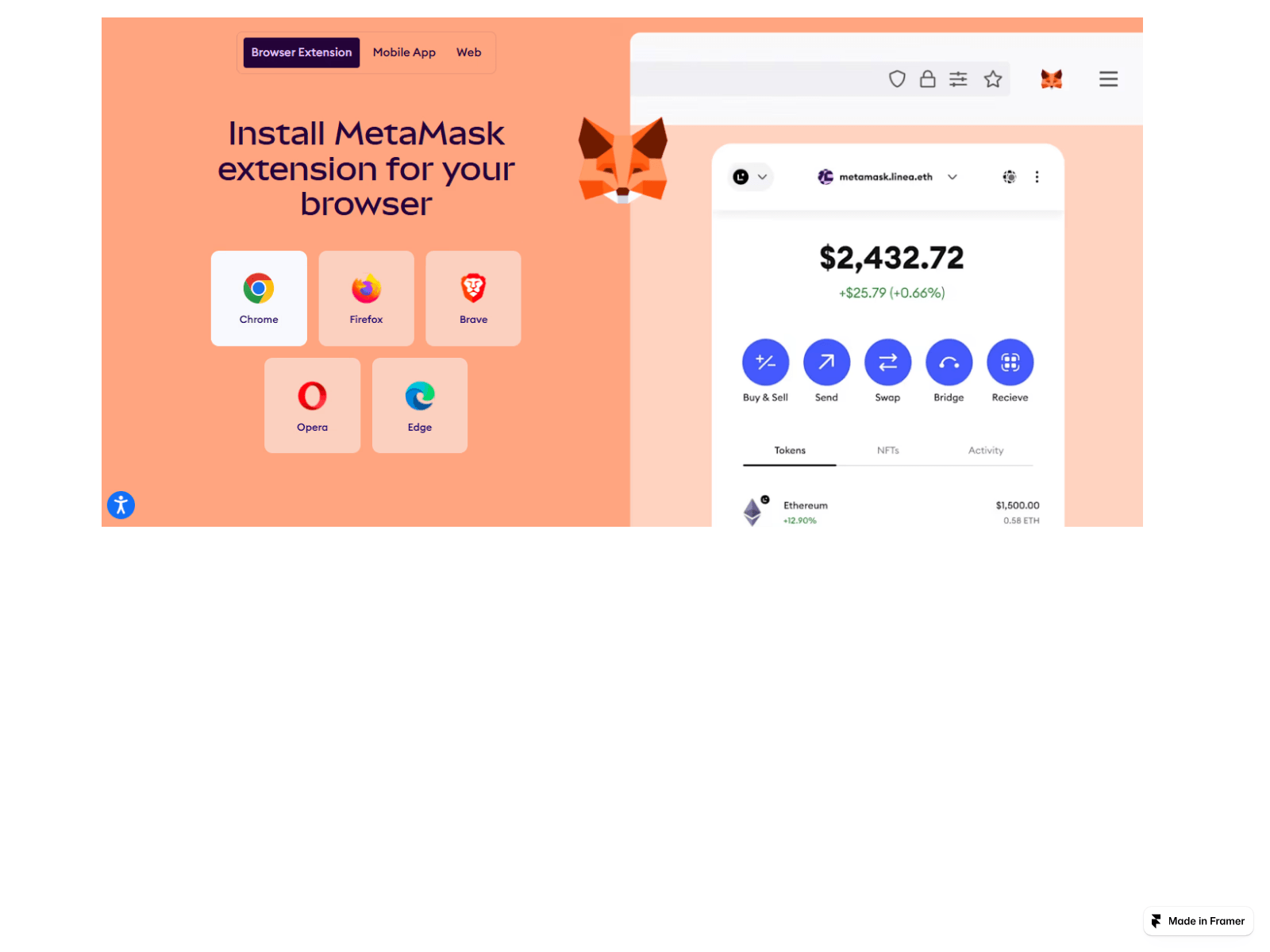 Screenshot of connect-metamask.framer.media