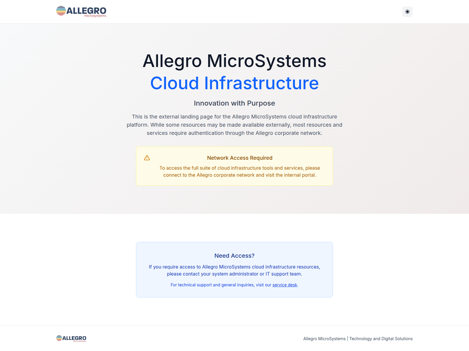 Screenshot of sandbox.allegromicro.cloud