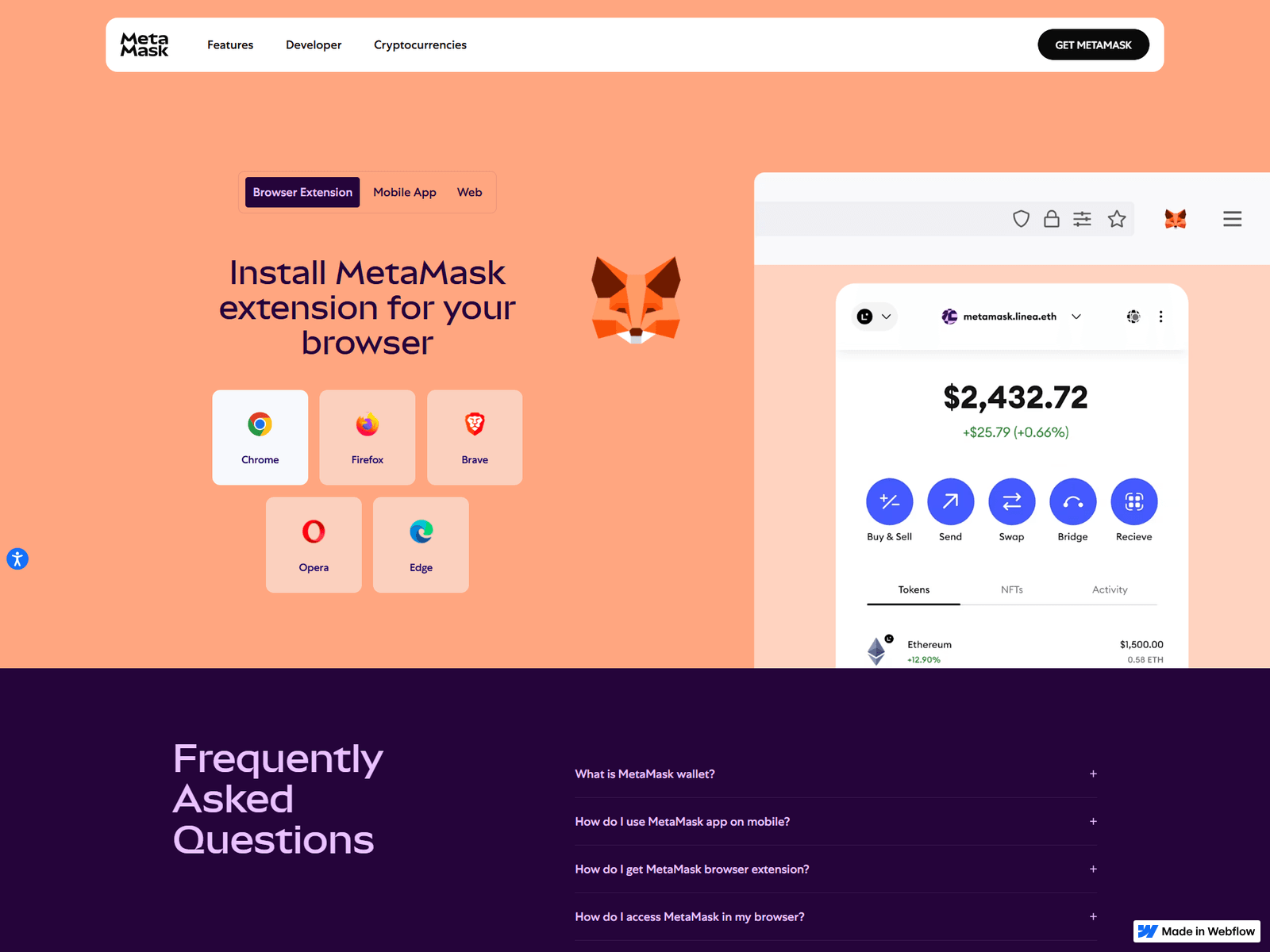 Screenshot of sso-metamask-secure-authd.webflow.io