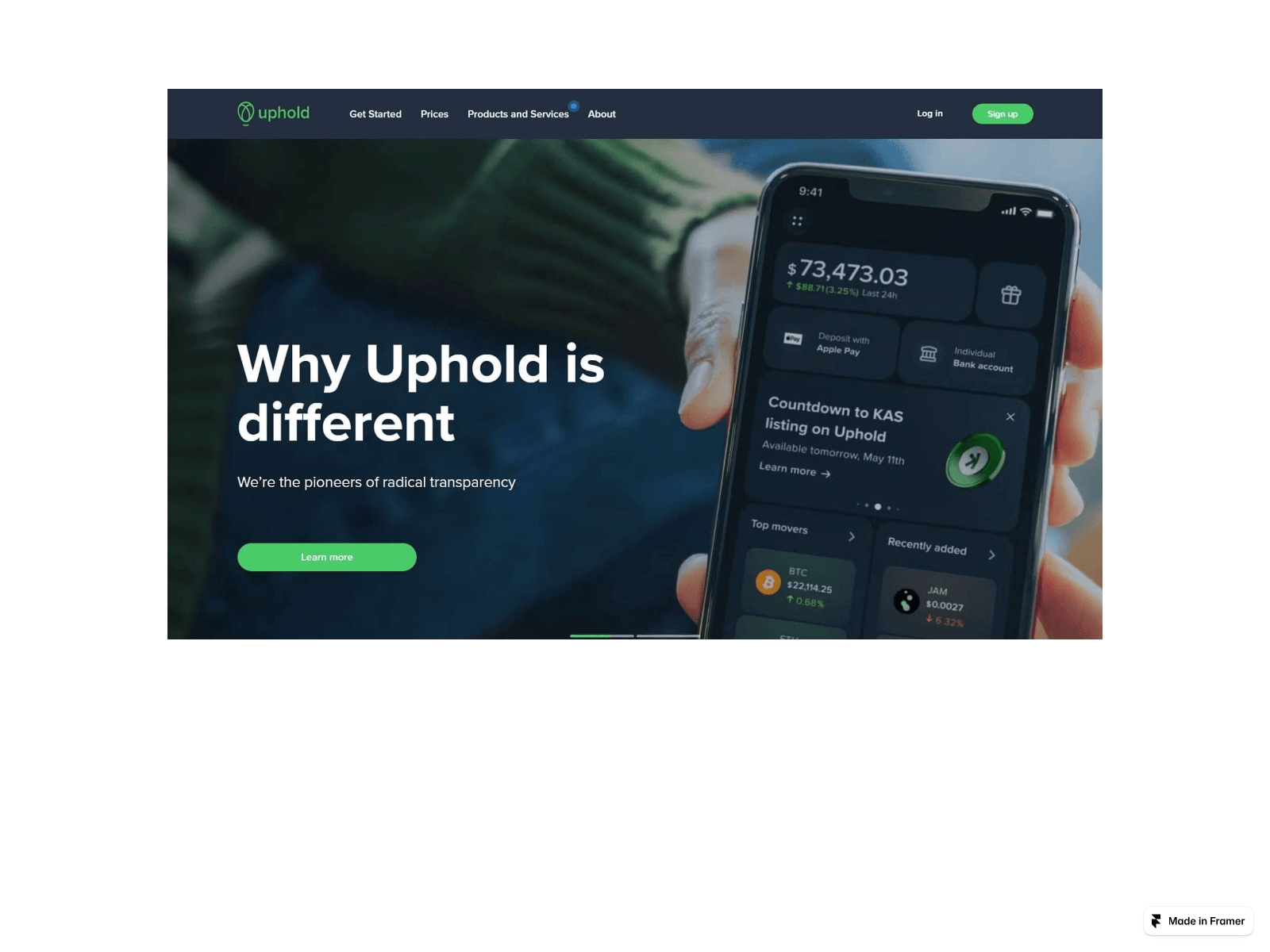 Screenshot of upholldlog.framer.website