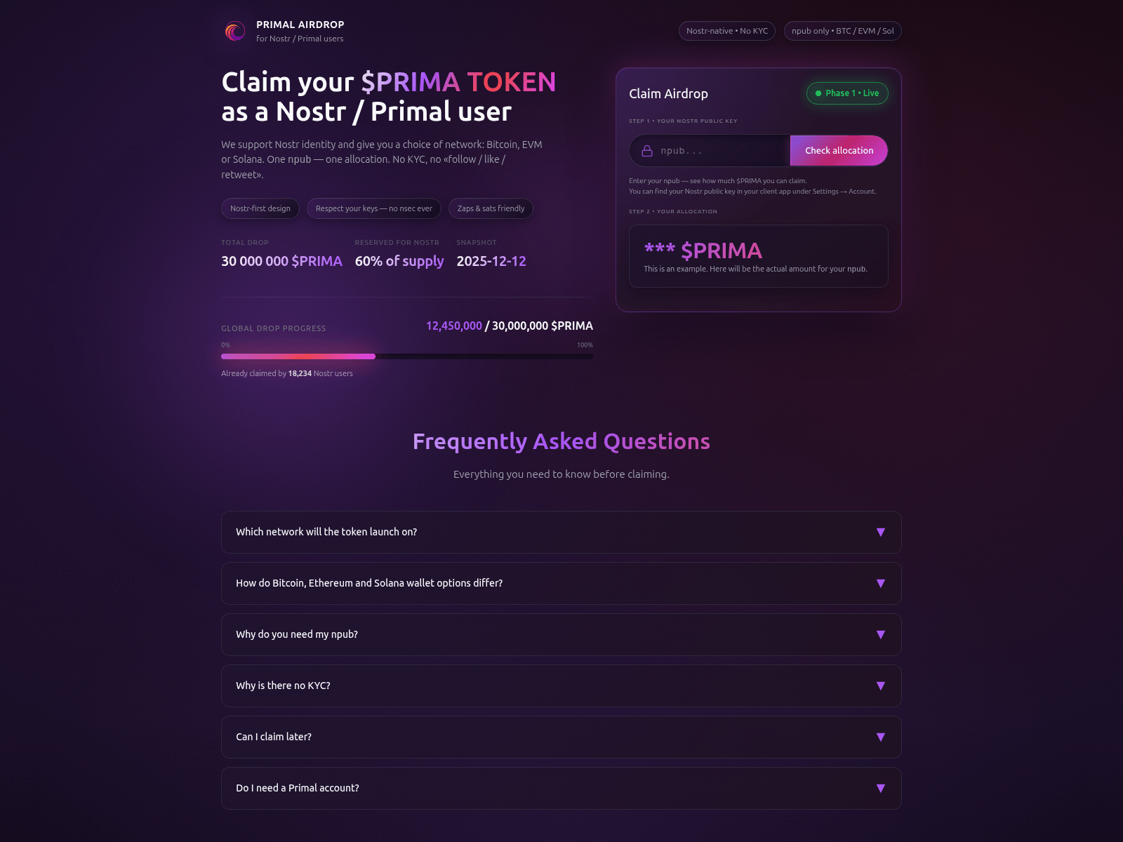 Screenshot of primaldrop.net