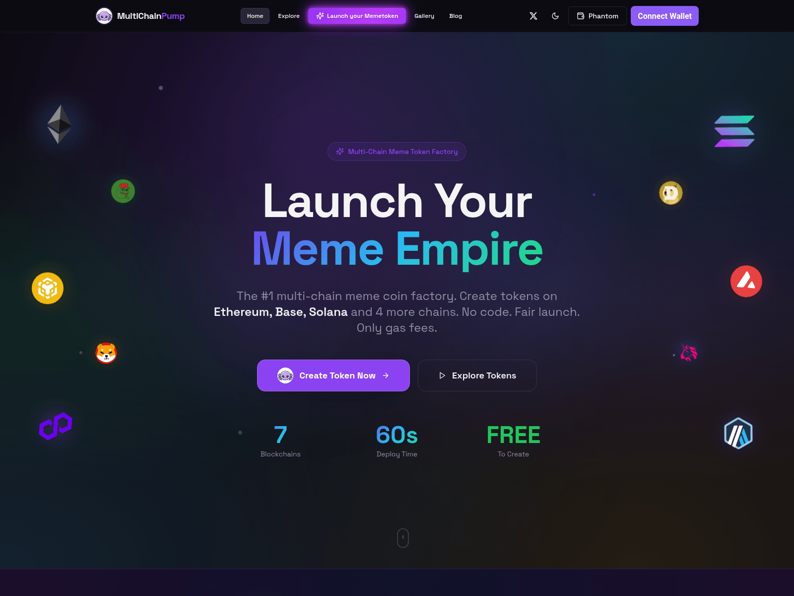 Screenshot of multichainpump.fun