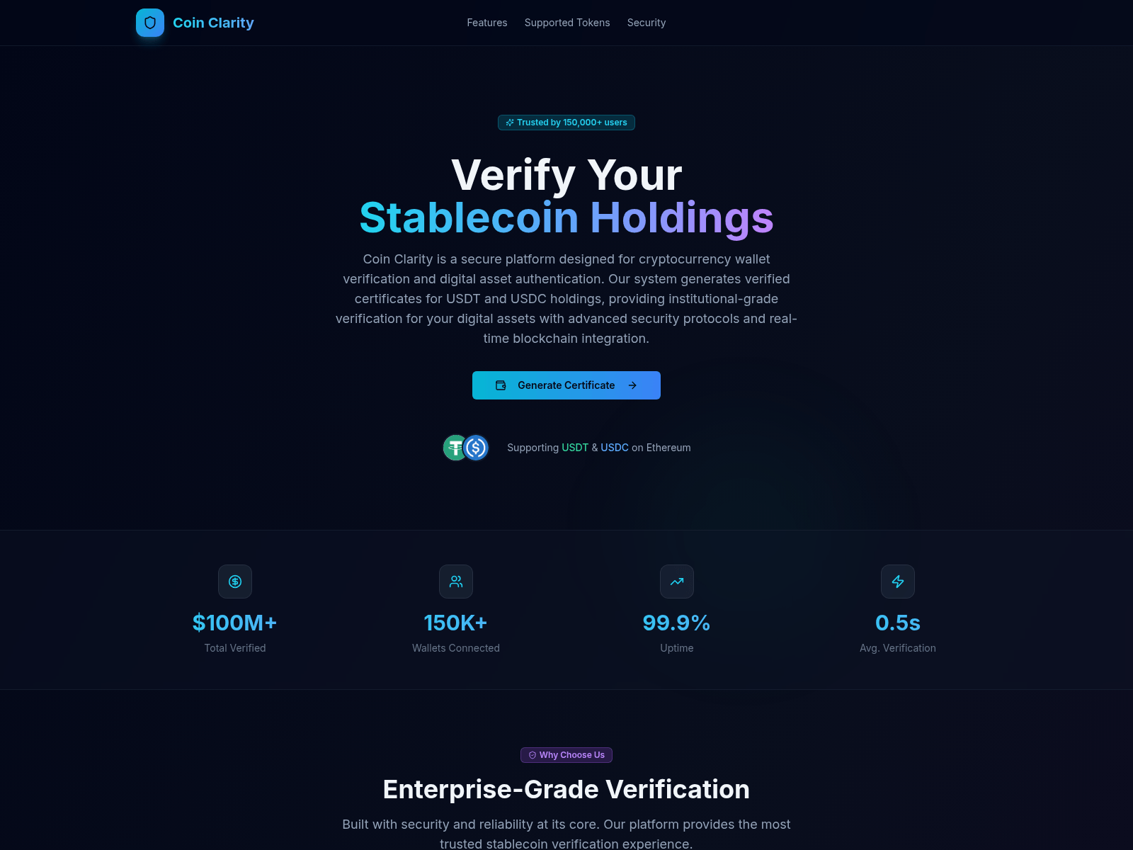 Screenshot of coinclarity.io