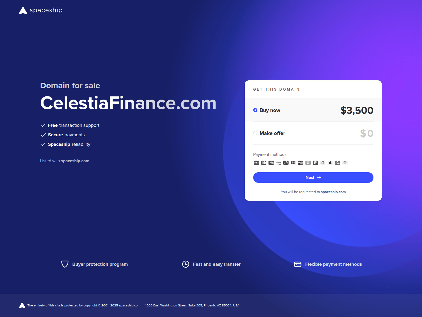 Screenshot of celestiafinance.com