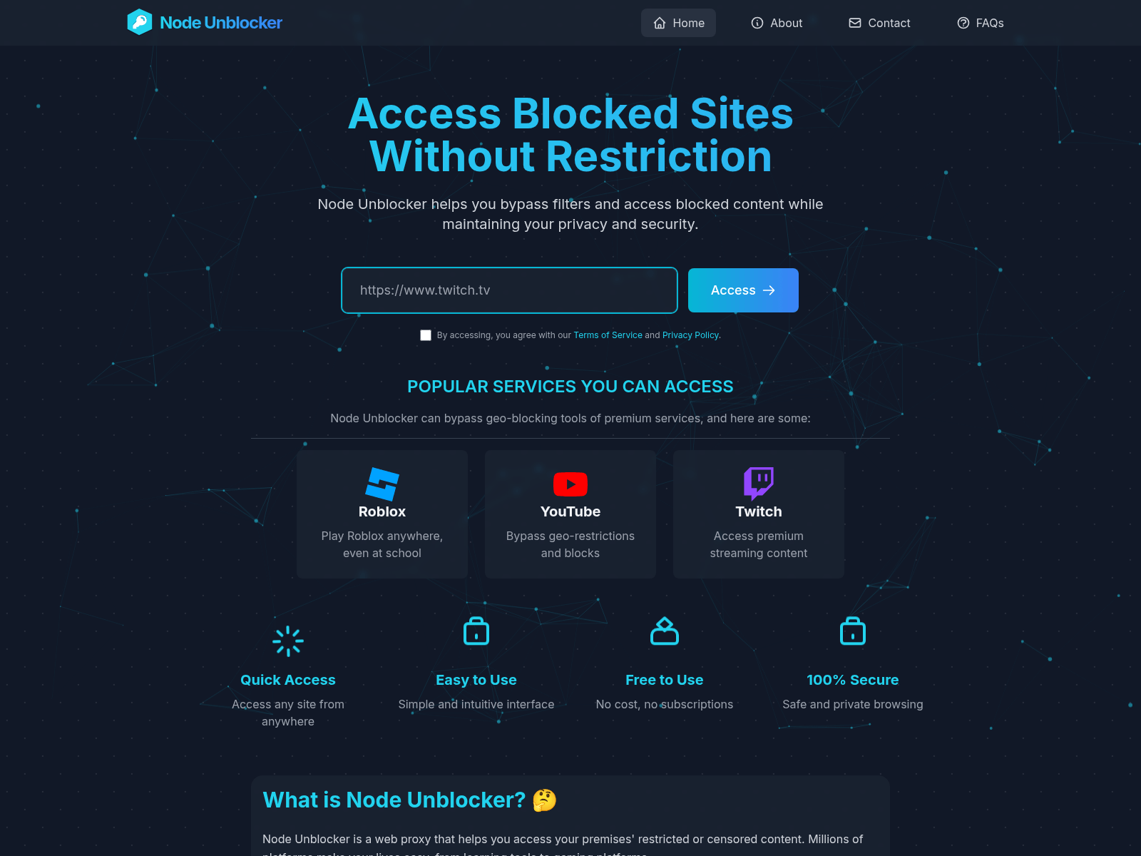 Screenshot of nodeunblocker.net