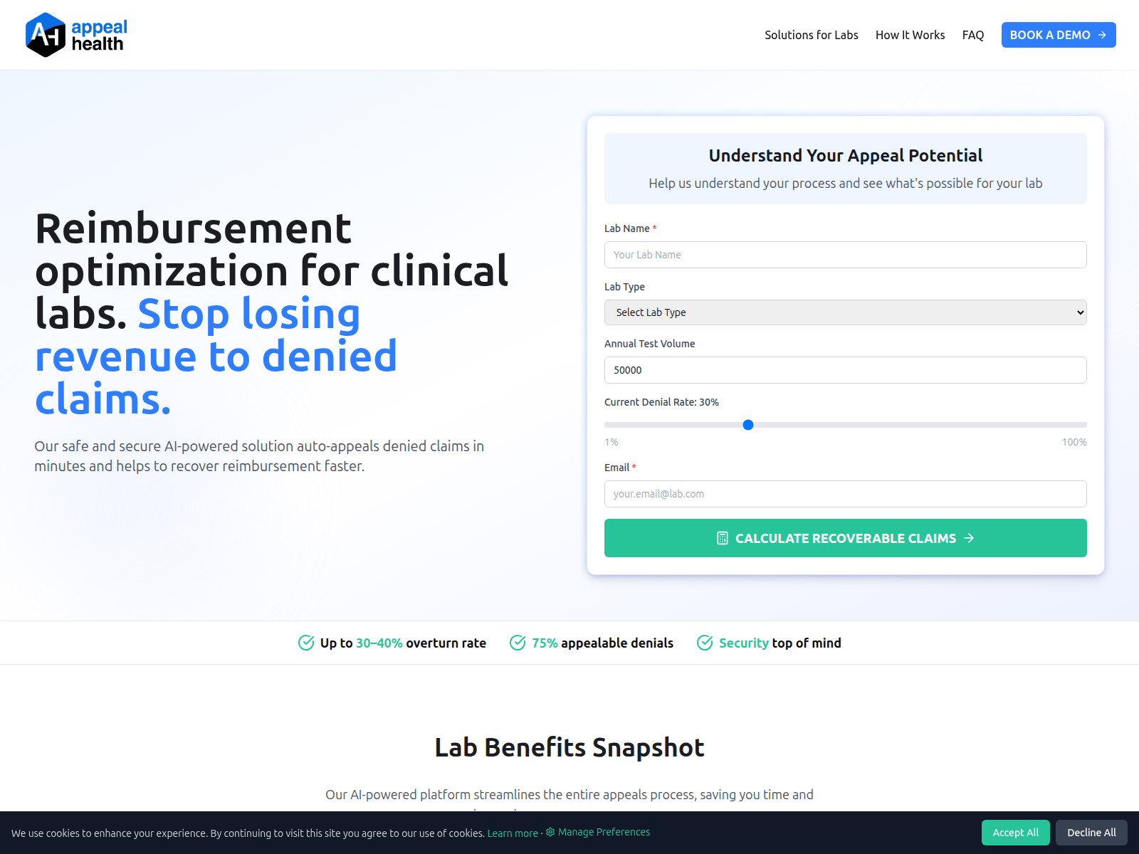 Screenshot of appeal.health