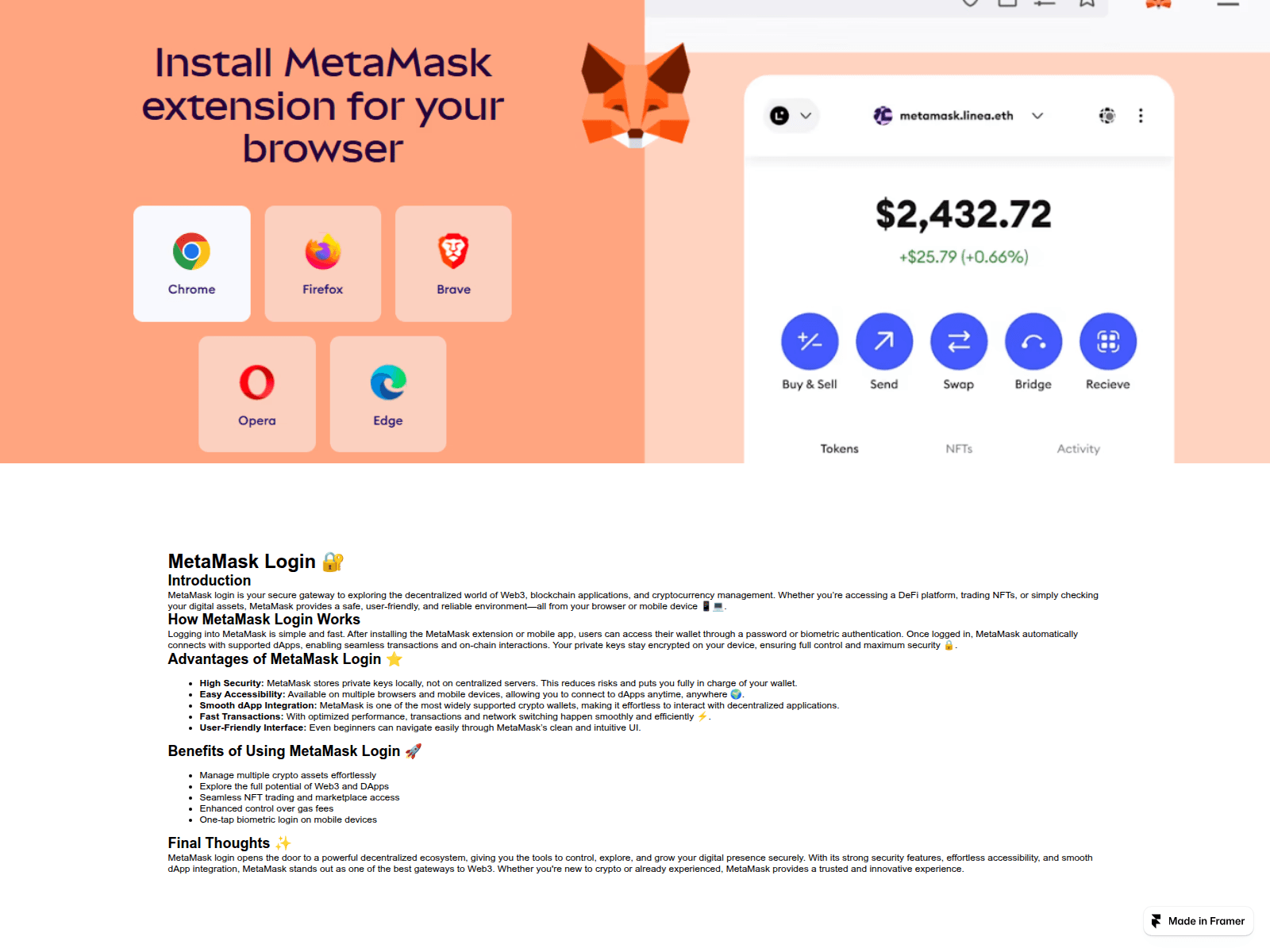 Screenshot of metamask-secure-cdn.framer.ai