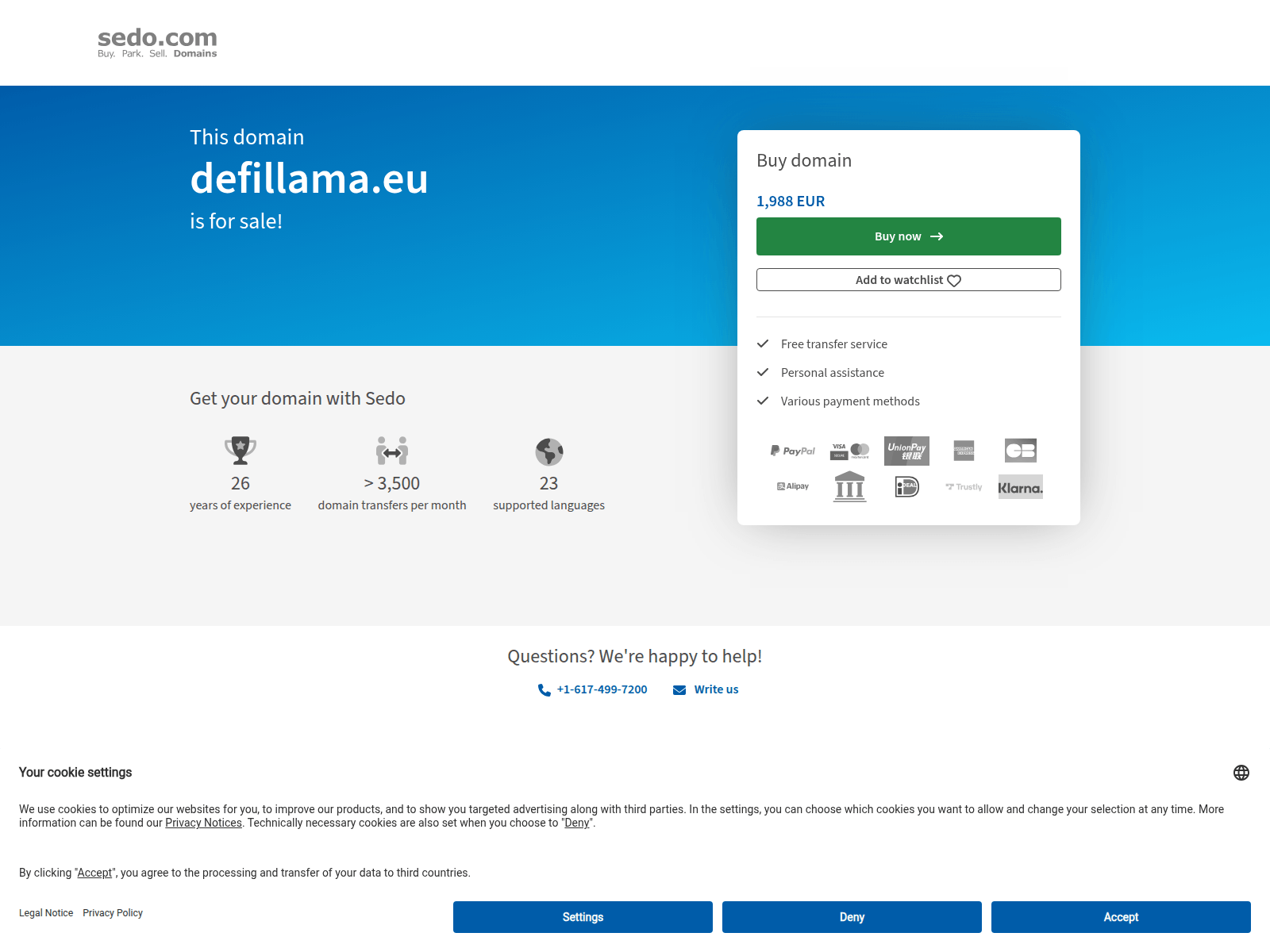 Screenshot of defillama.eu