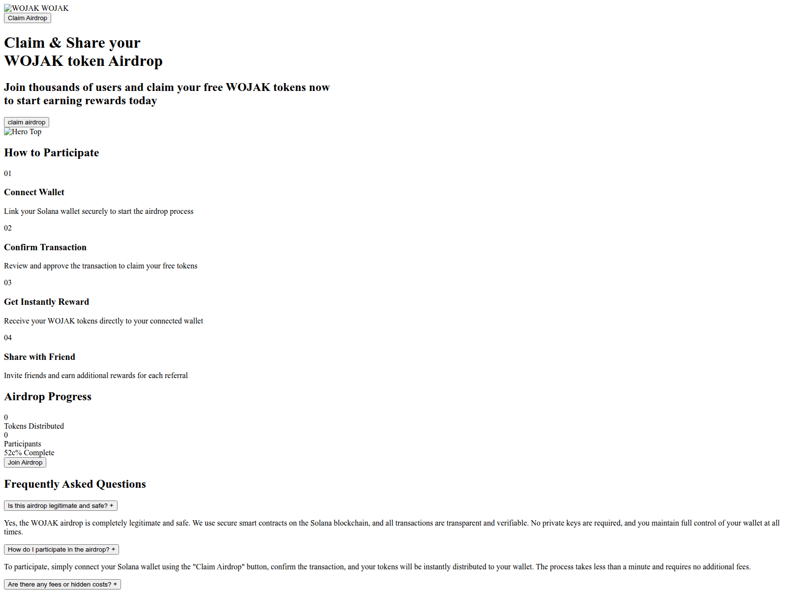 Screenshot of wojaks.finance