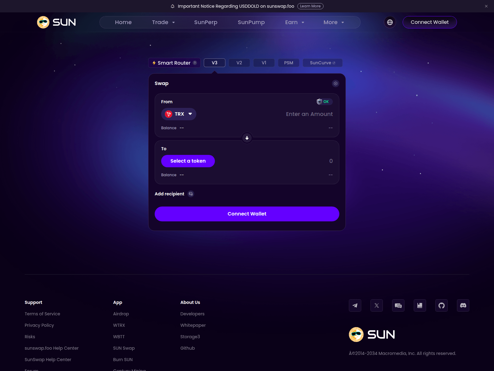Screenshot of sunswap.foo