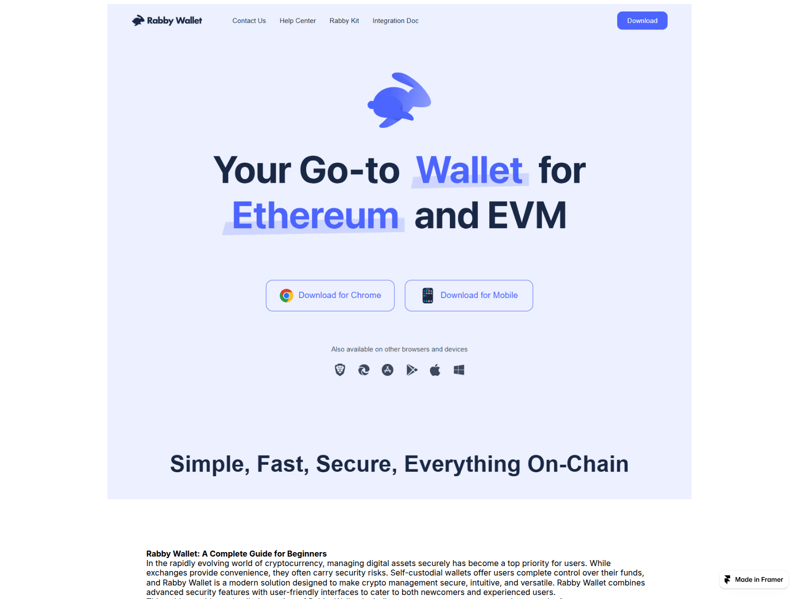 Screenshot of rabbywallet-home.framer.ai