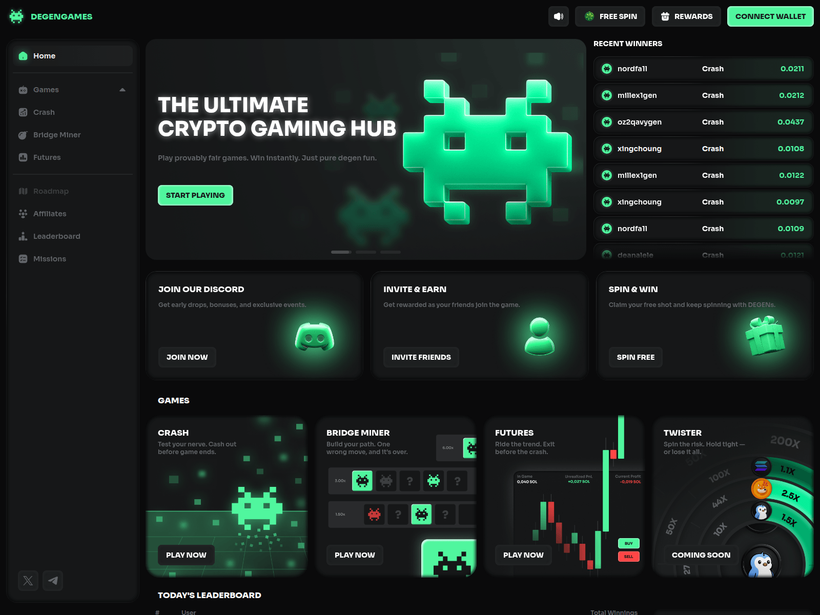 Screenshot of degengames.fun