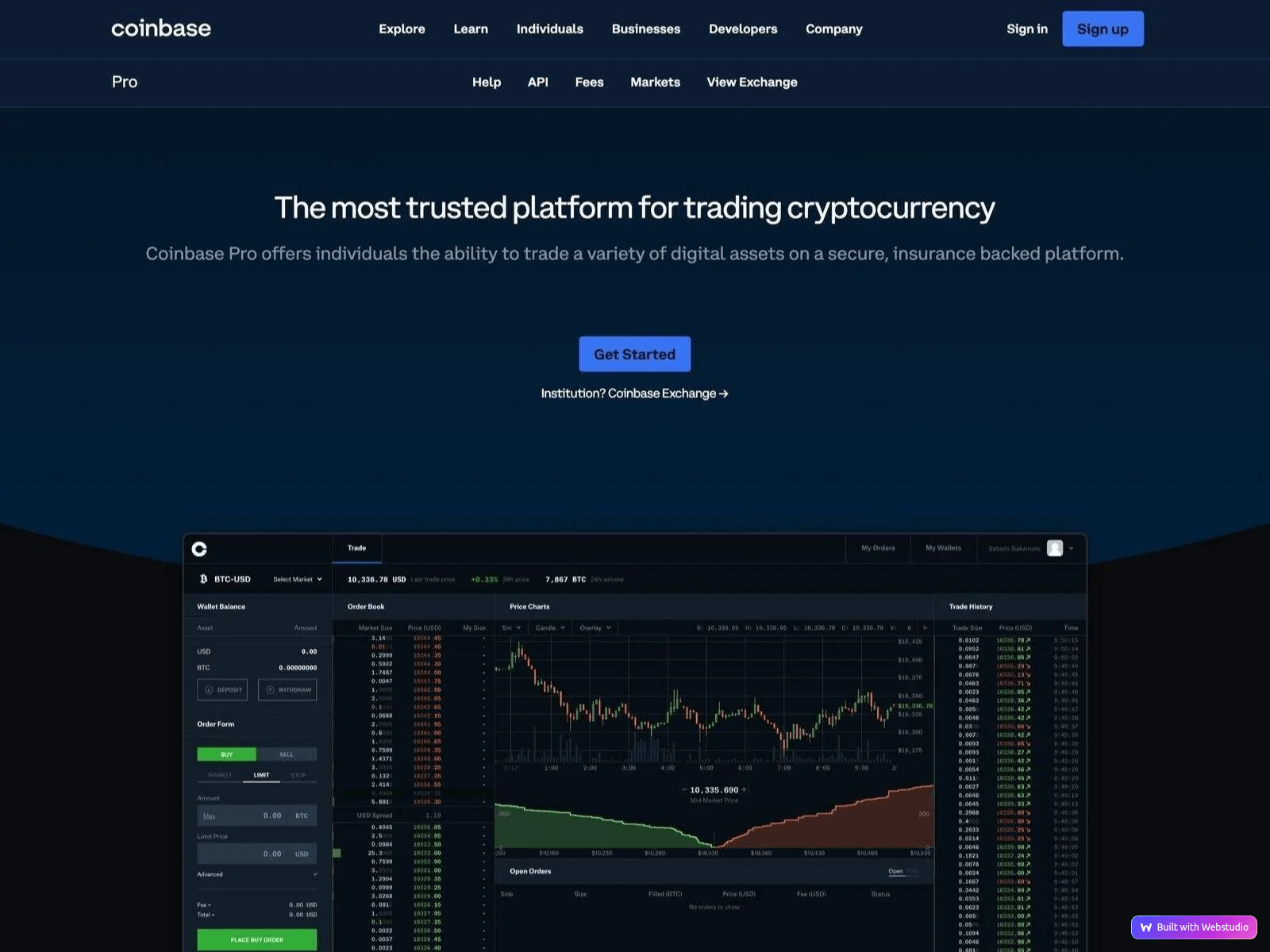 Screenshot of coinbase-pro-secure.wstd.io