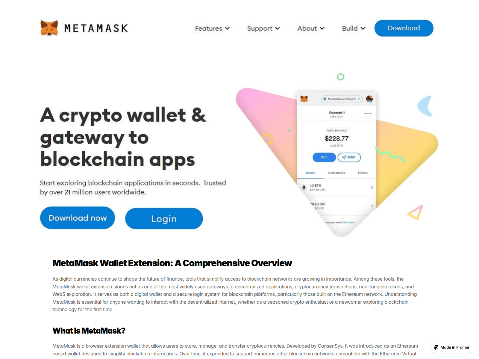 Screenshot of metamaskwalletextension.framer.ai
