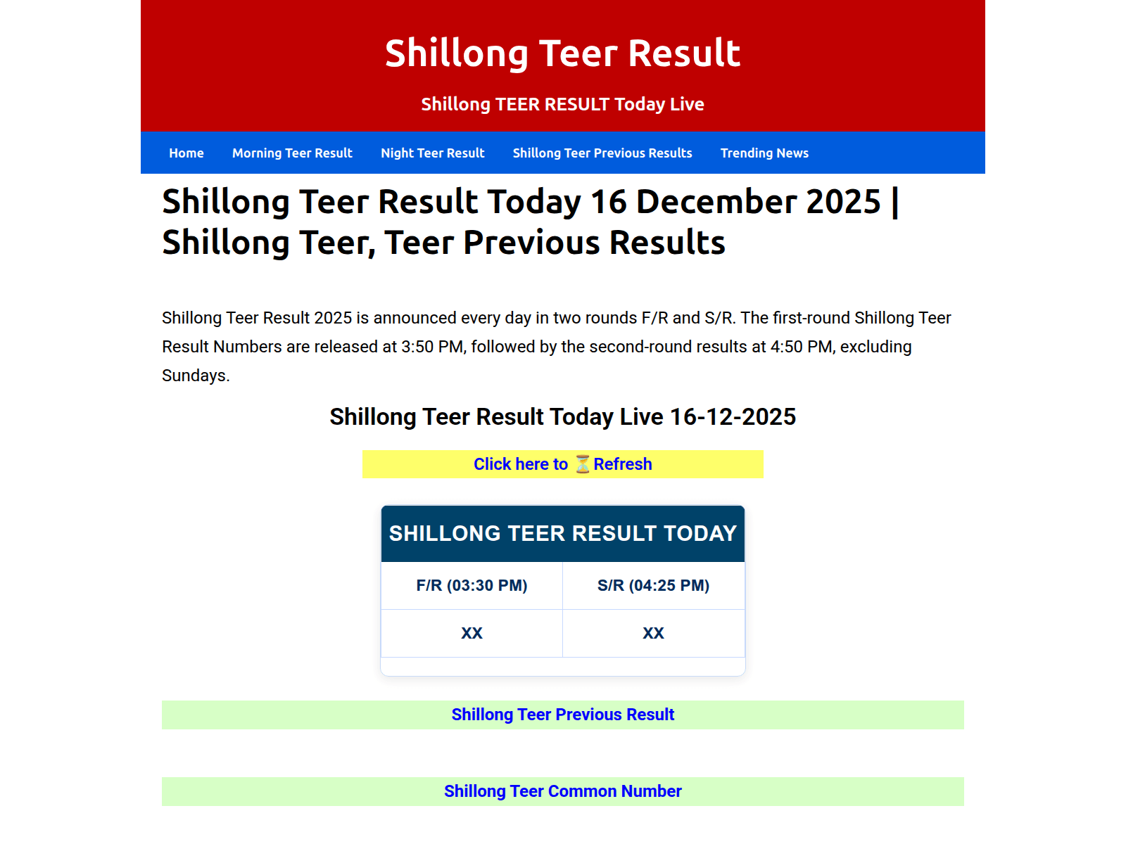 Screenshot of shillongteerresult.co.com