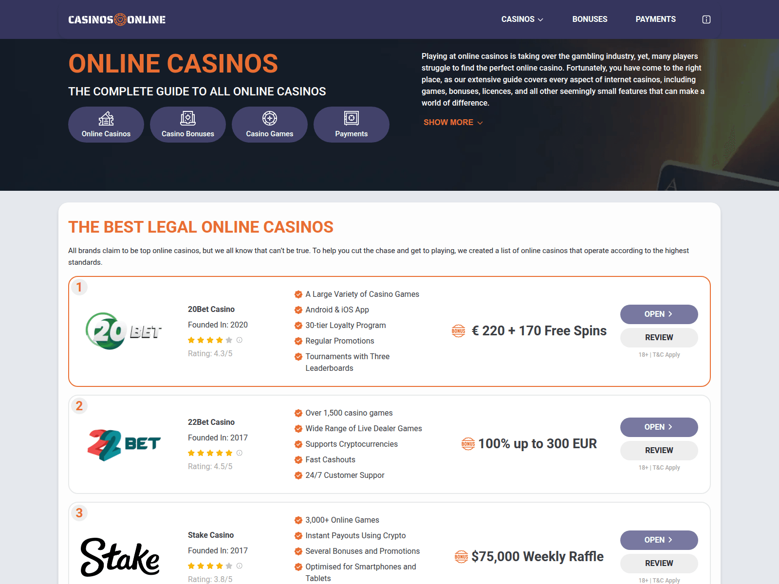 Screenshot of casinosonline.co.com