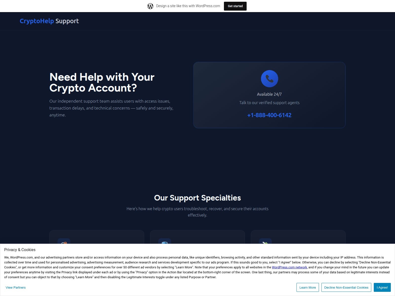 Screenshot of cooinbasehelppcneter.wordpress.com