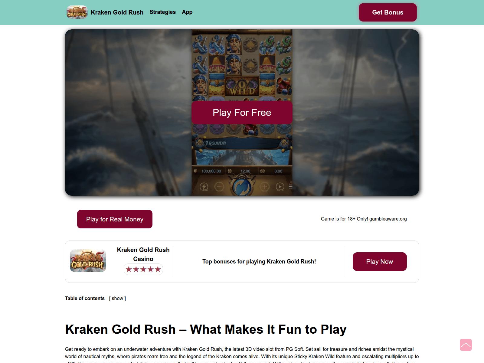 Screenshot of krakengoldrush.com