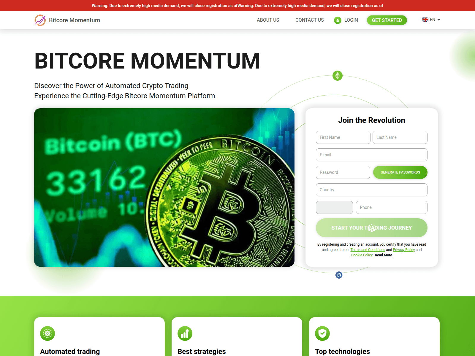 Screenshot of the-bitcoremomentum-com.trackfinanceworld.com