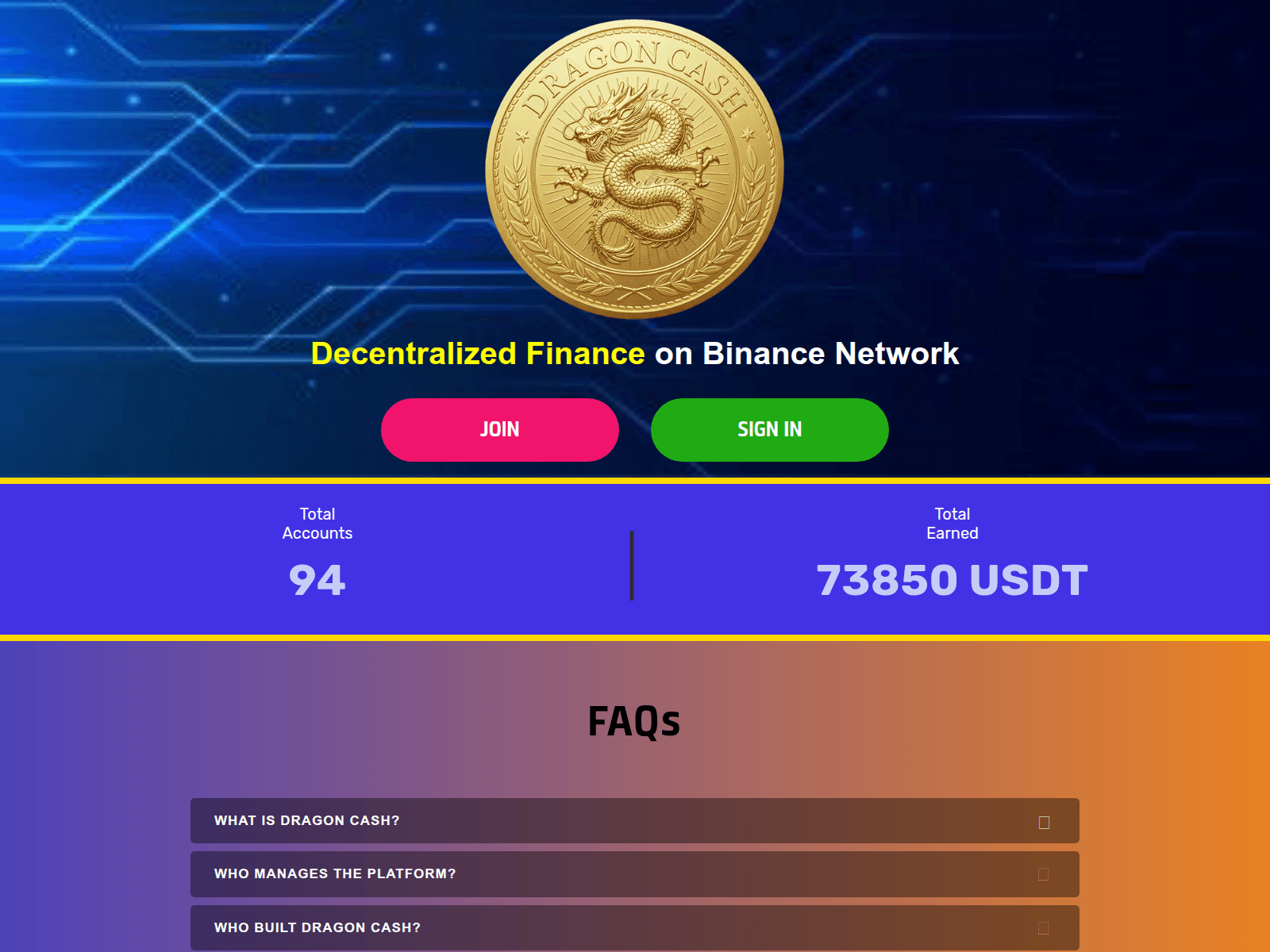 Screenshot of dragonx.cash