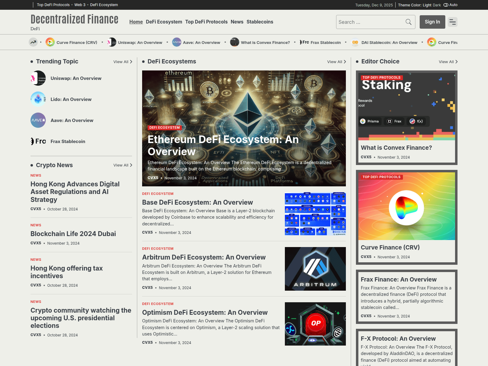 Screenshot of decentralized-finance.io
