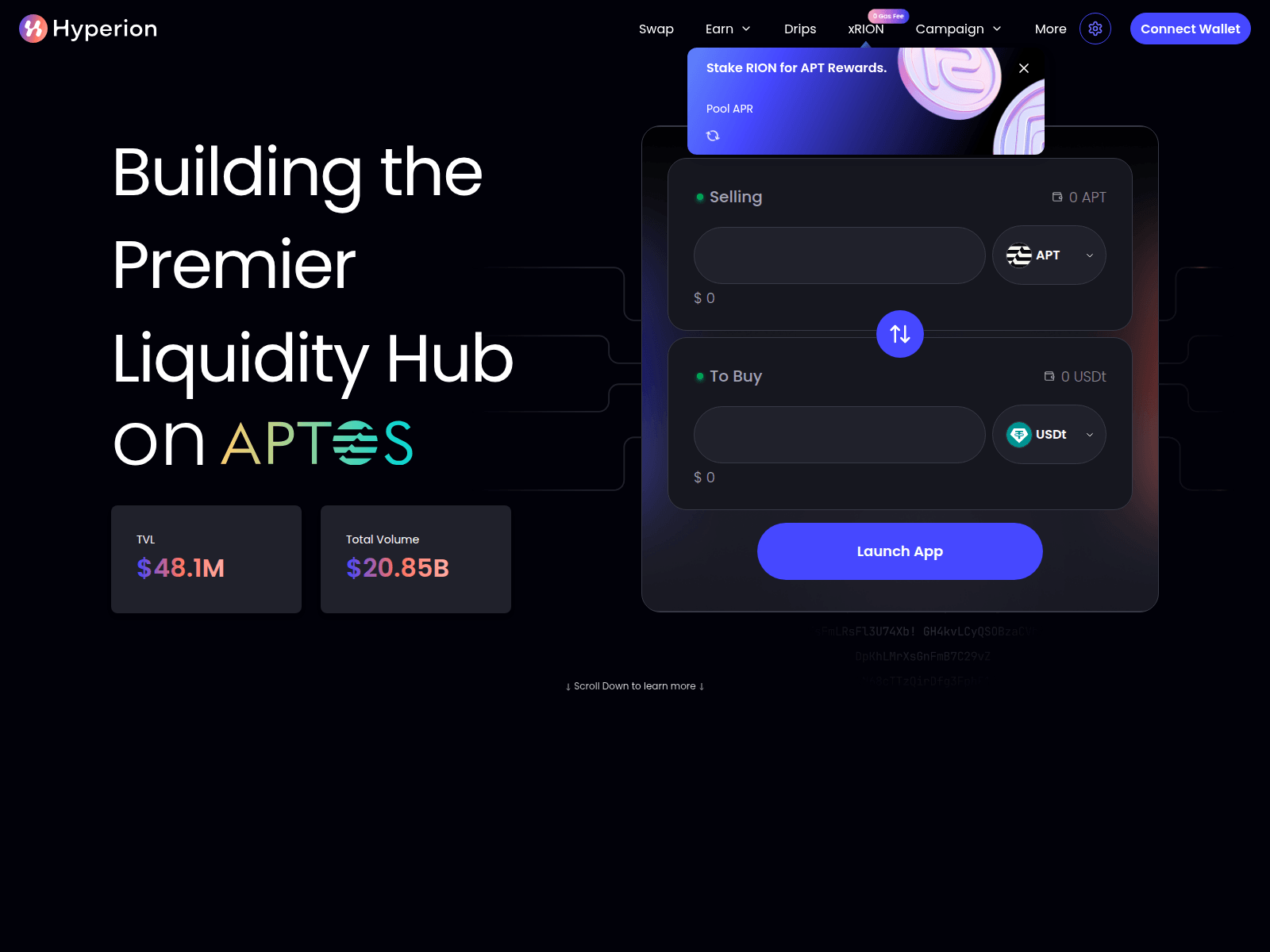 Screenshot of hyperion.exchange