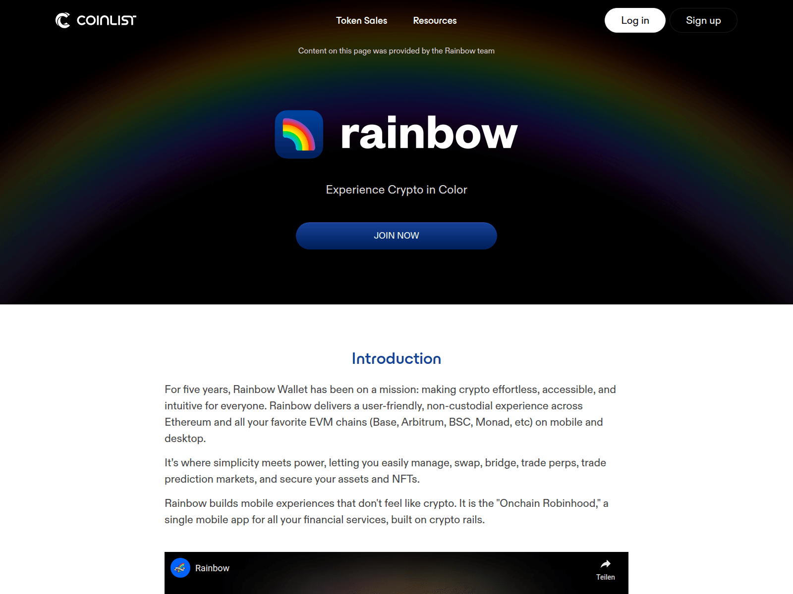 Screenshot of coiniist-rainbow.xyz
