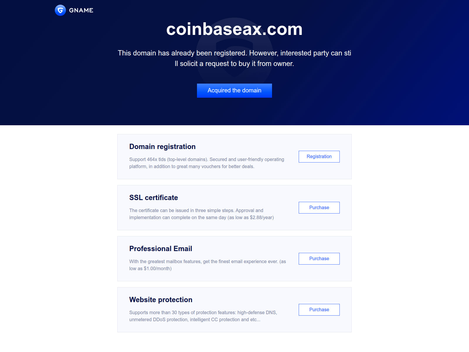 Screenshot of coinbaseax.com