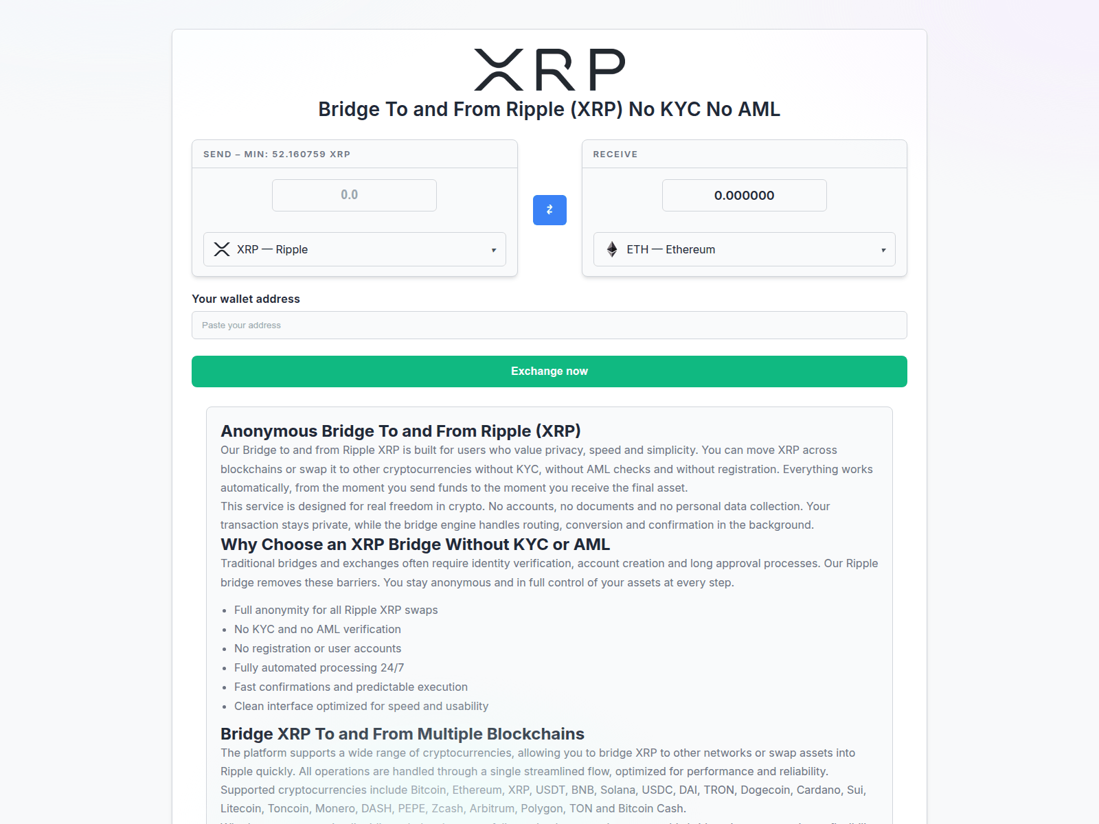 Screenshot of xrcrypto-exchange.com