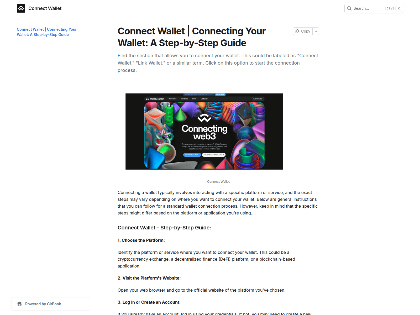 Screenshot of connectewvllet.gitbook.io