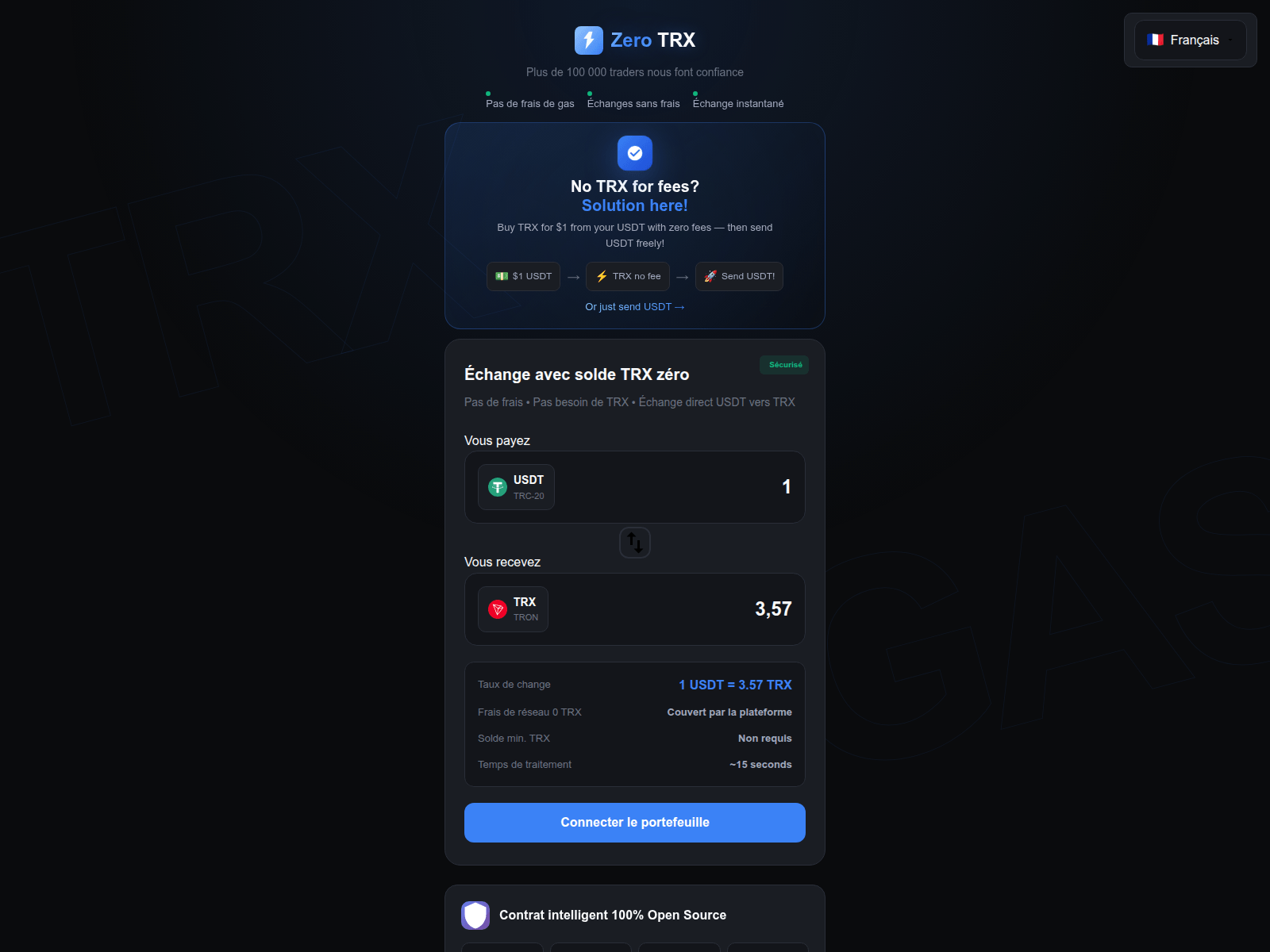 Screenshot of zerotrx.money
