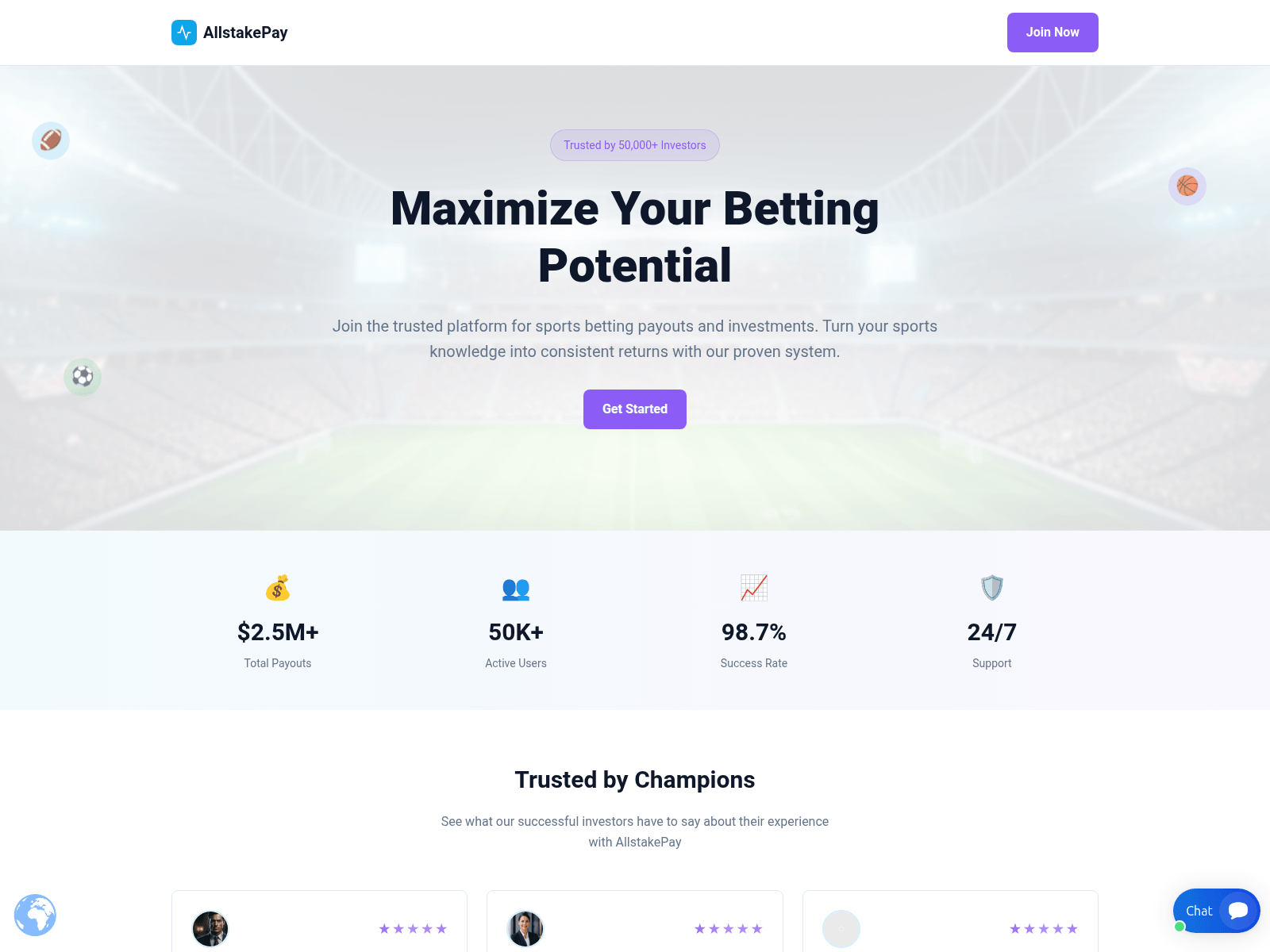 Screenshot of allstakepay.com
