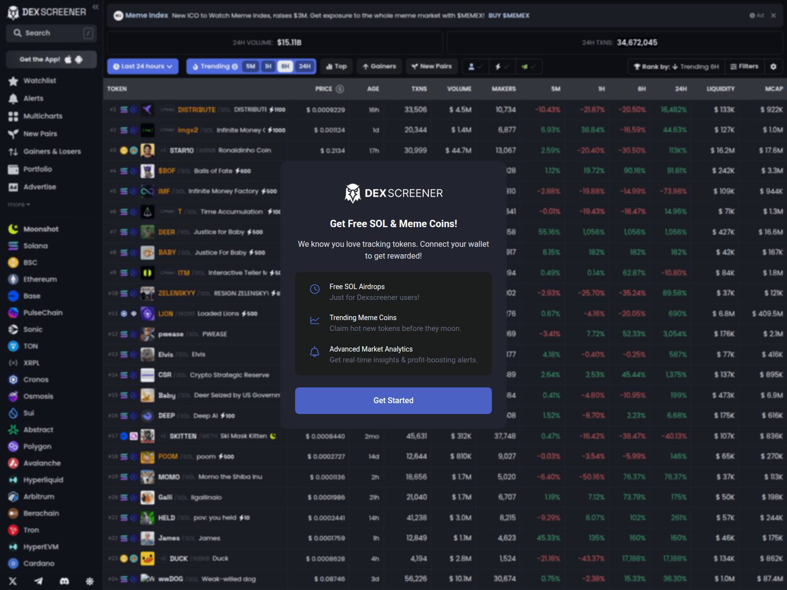 Screenshot of dexscreenr.io